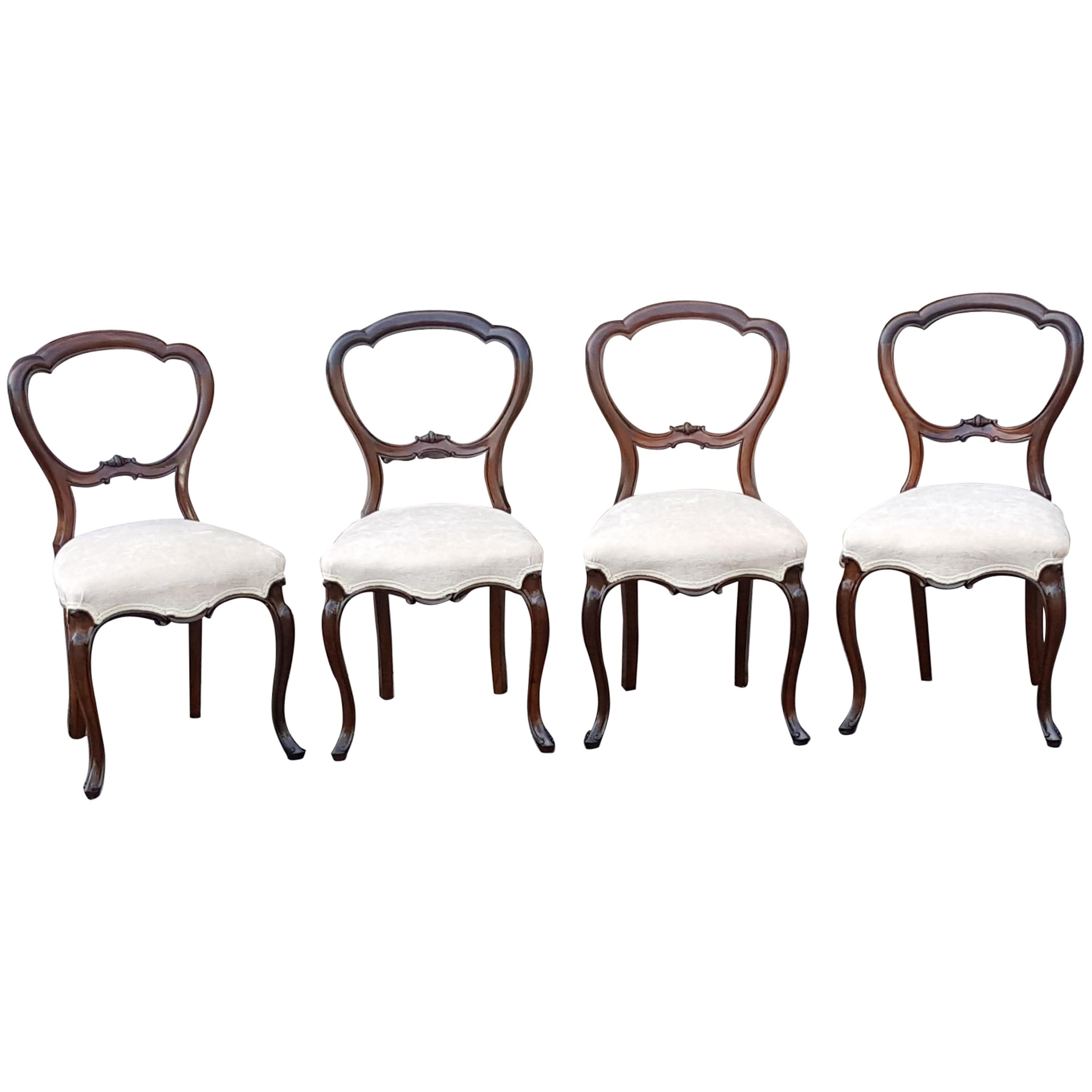 Four Victorian Rosewood Dining Chairs