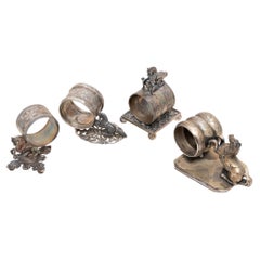 Four Victorian Silverplate Horse Napkin Rings