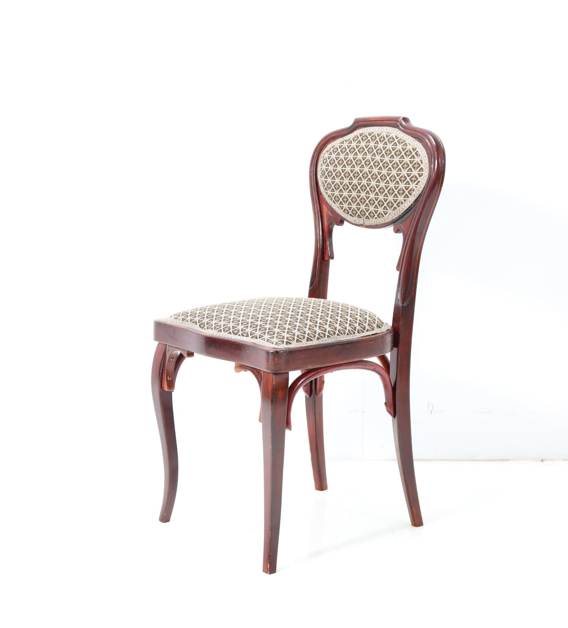 Fabric Four Vienna Secession Side Chairs by Jacob and Josef Kohn, 1900s For Sale