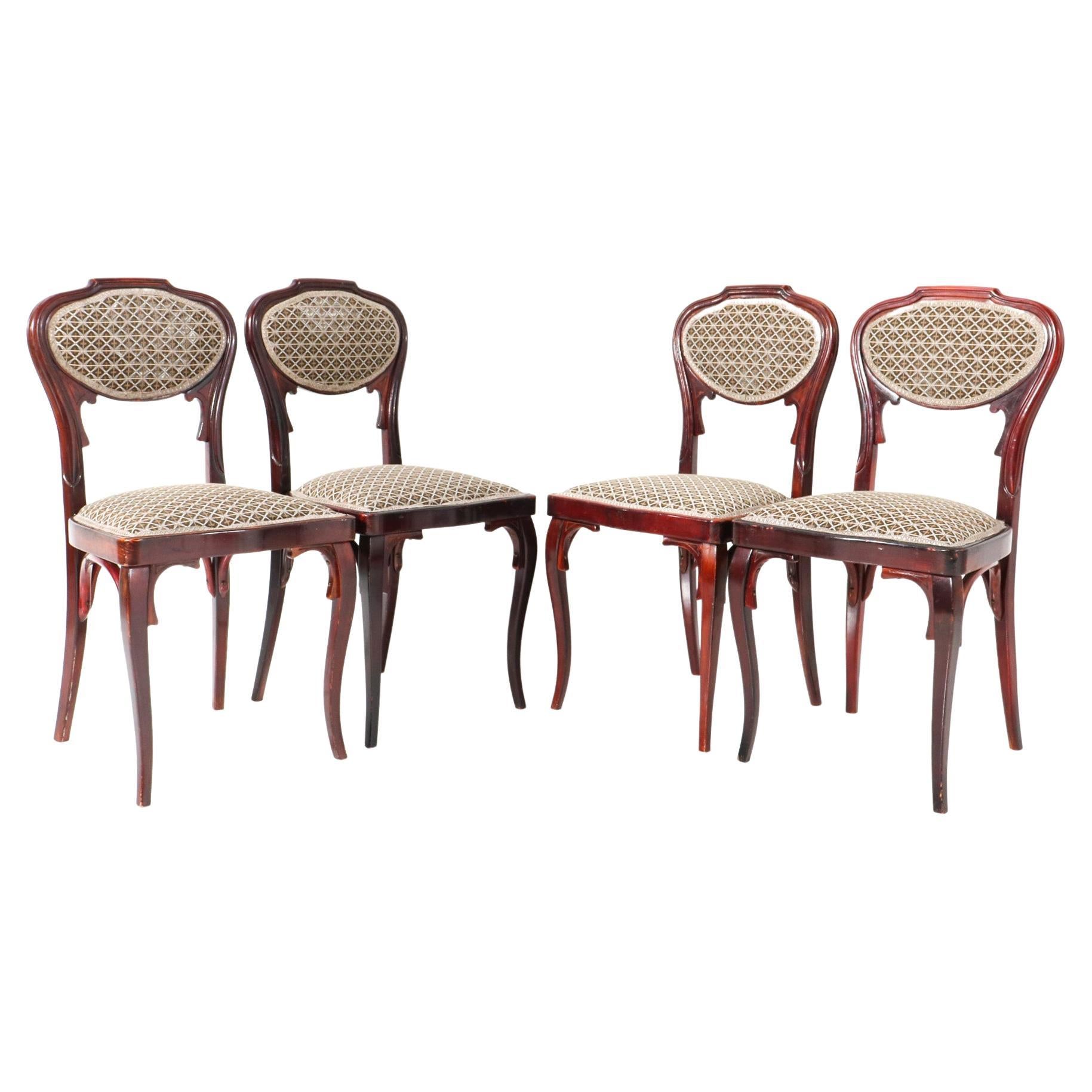 Four Vienna Secession Side Chairs by Jacob and Josef Kohn, 1900s For Sale