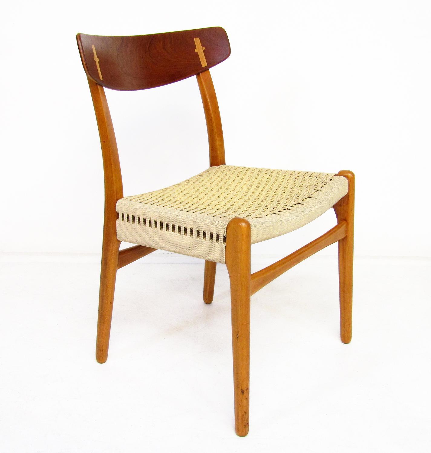 Vier CH-23-Stühle im Vintage-Stil aus Teakholz und Eiche von Hans Wegner für Carl Hansen, 1950er Jahre (Buchenholz) im Angebot