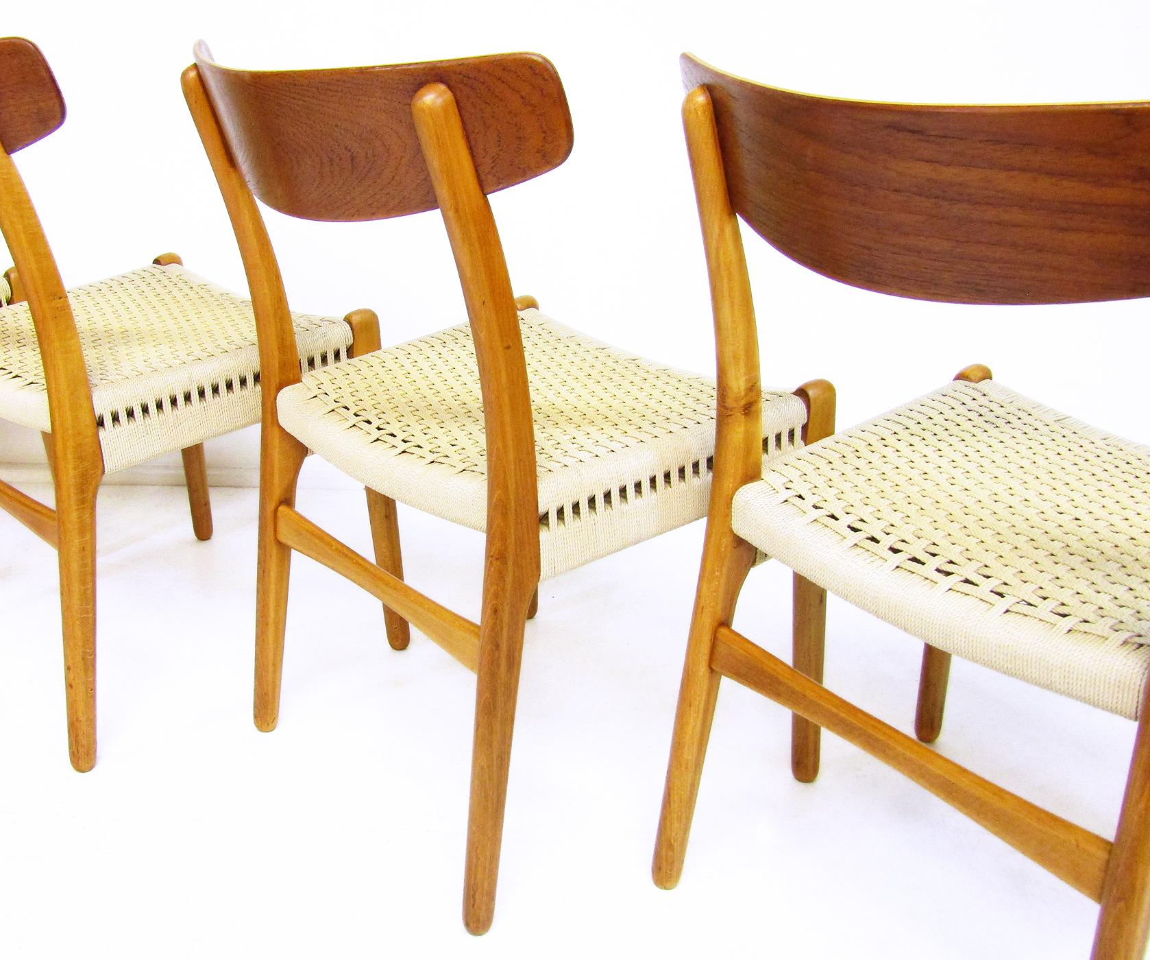 Four Vintage 1950s CH-23 Chairs by Hans Wegner for Carl Hansen in Teak & Oak For Sale 1