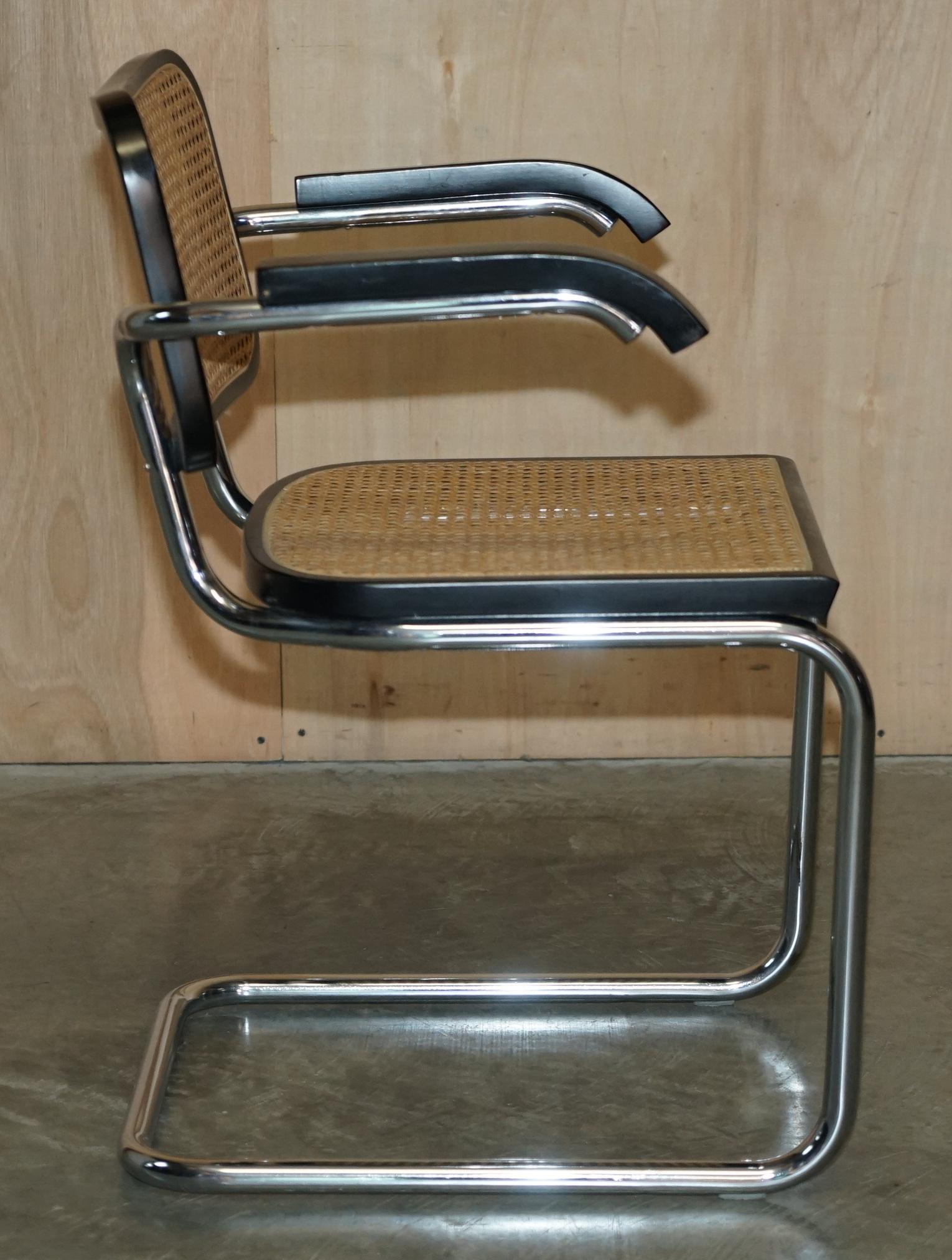 Quatre chaises de salle à manger vintage 1970 Made in Italy Stamped Marcel Breuer Cesca Knoll en vente 4