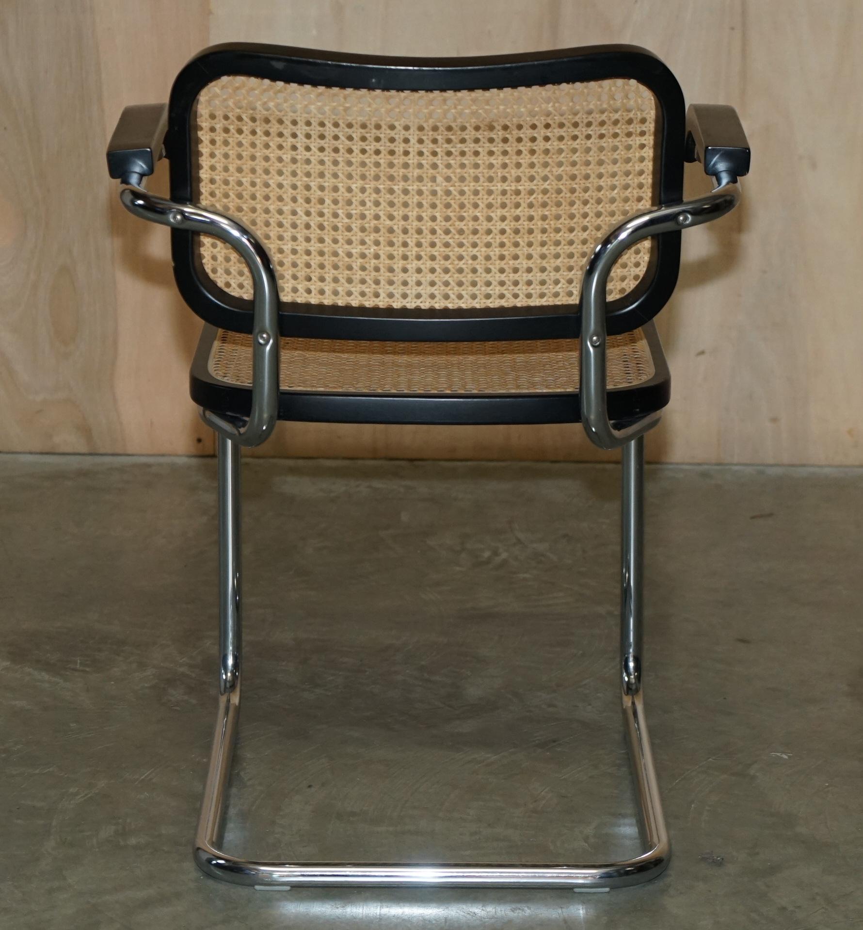Quatre chaises de salle à manger vintage 1970 Made in Italy Stamped Marcel Breuer Cesca Knoll en vente 5