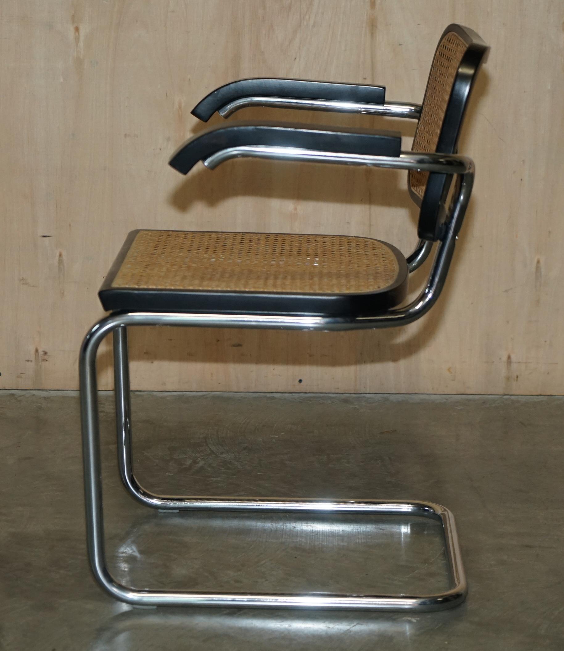 Quatre chaises de salle à manger vintage 1970 Made in Italy Stamped Marcel Breuer Cesca Knoll en vente 6