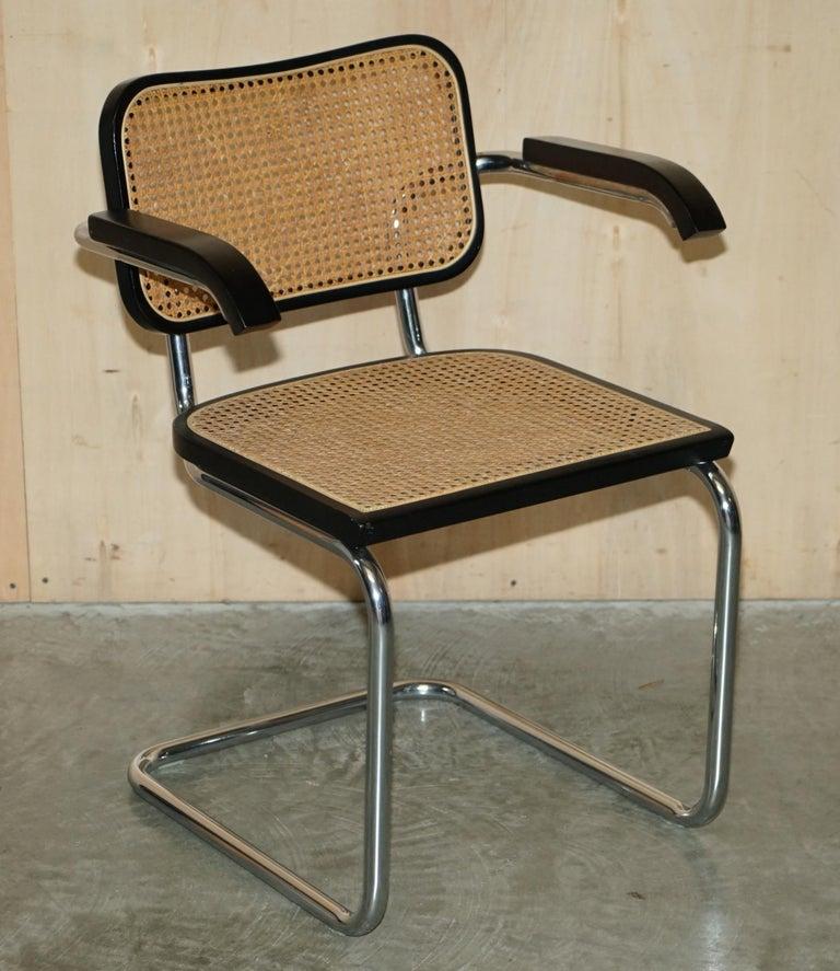 Vier Vintage 1970 Made in Italy gestempelt Marcel Breuer Cesca Knoll Esszimmerstühle (Moderne der Mitte des Jahrhunderts) im Angebot