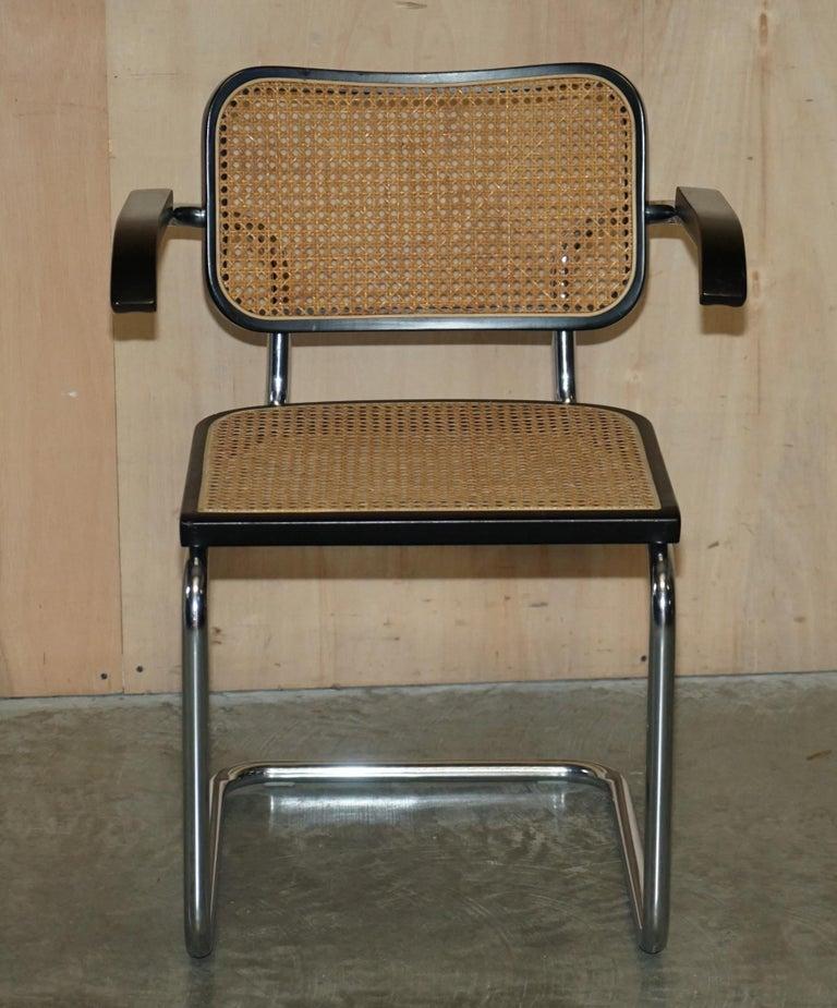 Vier Vintage 1970 Made in Italy gestempelt Marcel Breuer Cesca Knoll Esszimmerstühle (Italienisch) im Angebot
