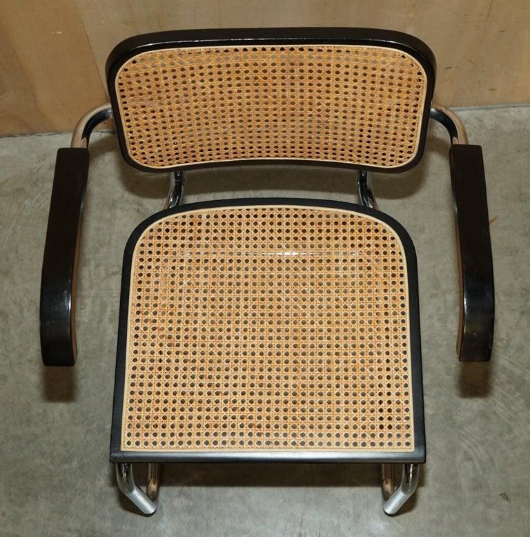 Vier Vintage 1970 Made in Italy gestempelt Marcel Breuer Cesca Knoll Esszimmerstühle (Handgefertigt) im Angebot