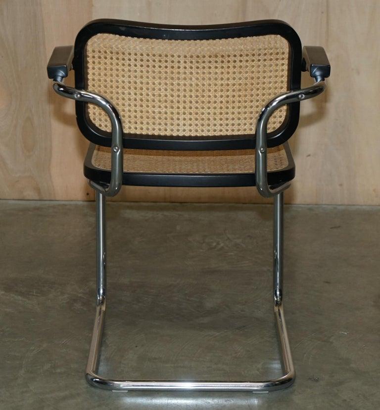 Vier Vintage 1970 Made in Italy gestempelt Marcel Breuer Cesca Knoll Esszimmerstühle (Rattan) im Angebot