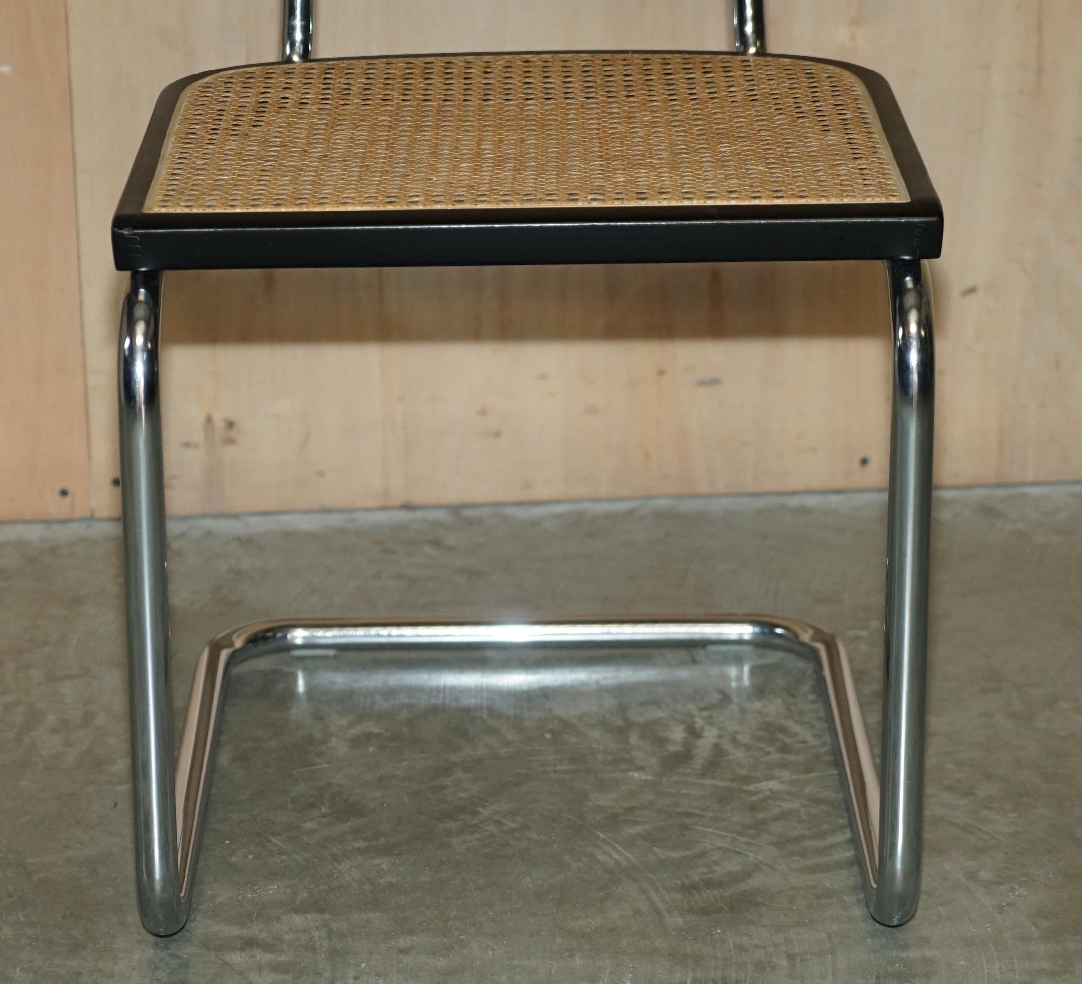 Quatre chaises de salle à manger vintage 1970 Made in Italy Stamped Marcel Breuer Cesca Knoll en vente 2