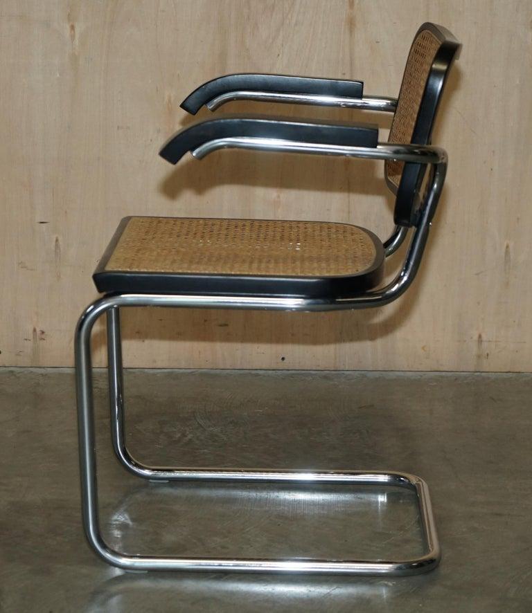 Vier Vintage 1970 Made in Italy gestempelt Marcel Breuer Cesca Knoll Esszimmerstühle im Angebot 1