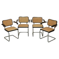 Quattro sedie da pranzo vintage 1970 Made in Italy con timbro Marcel Breuer Cesca Knoll