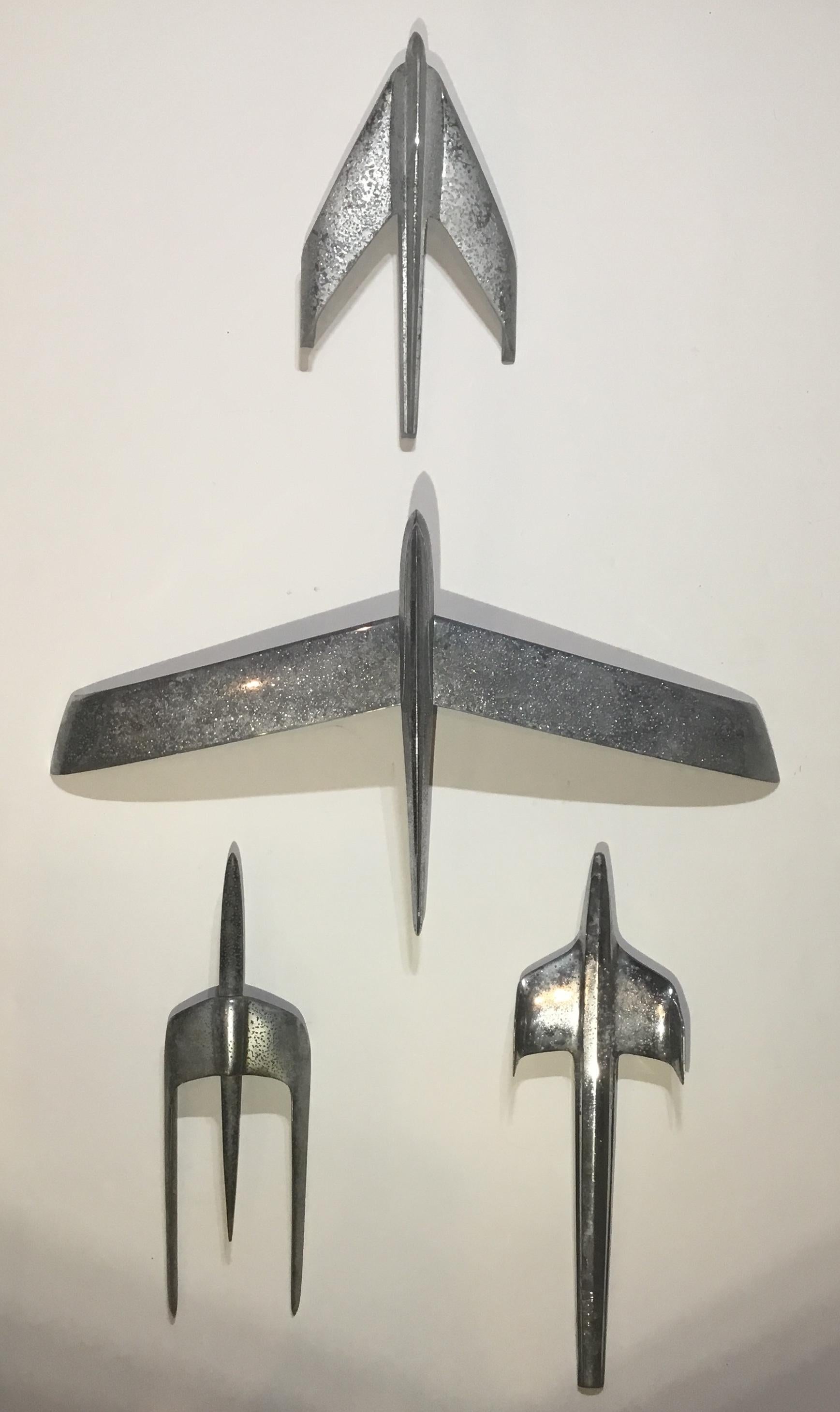 Four Vintage Airplane Wing Hood Car Ornaments Wall Hanging 8