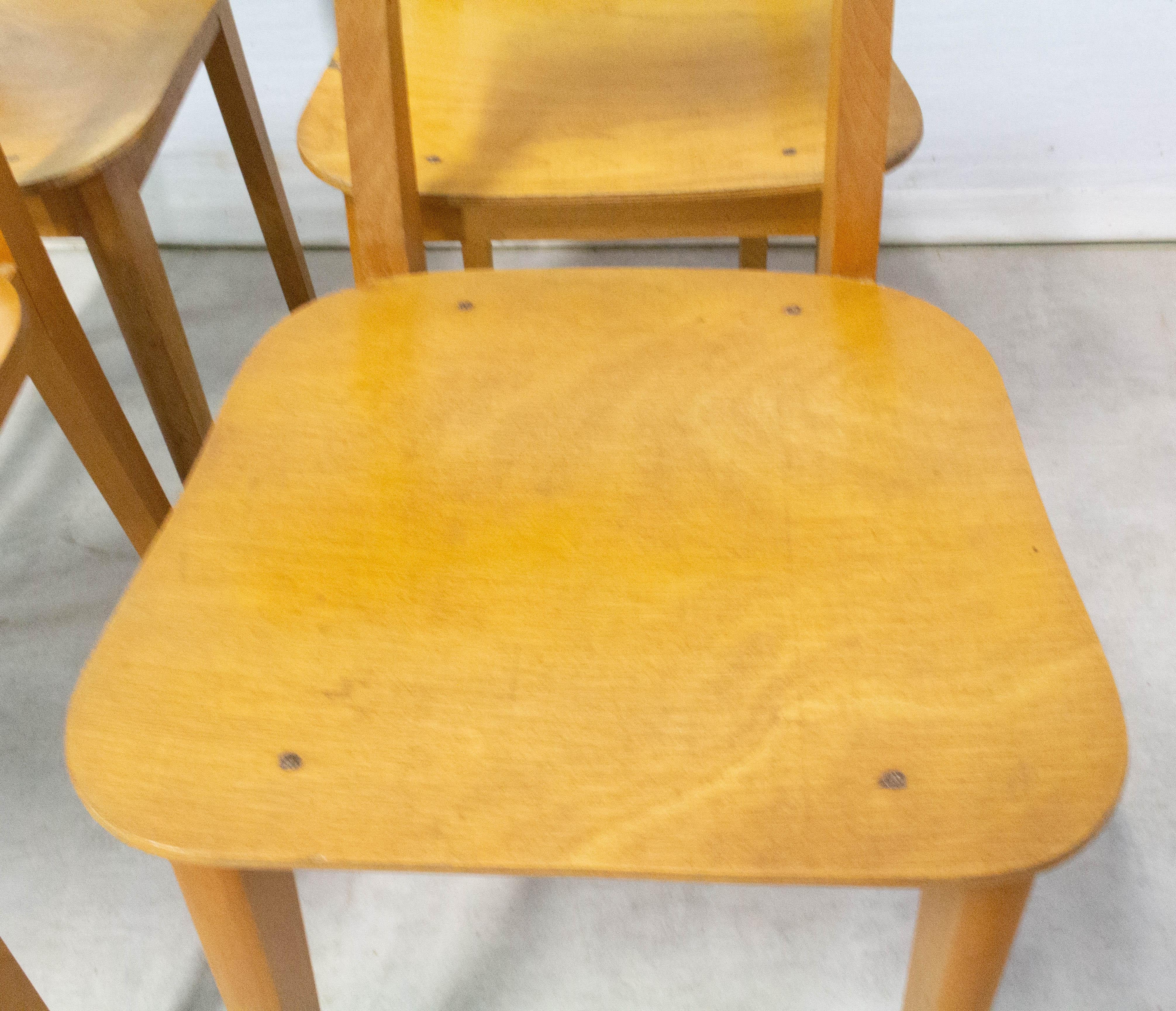 Four Vintage Beech Dining Chairs, French, circa 1950 For Sale 4