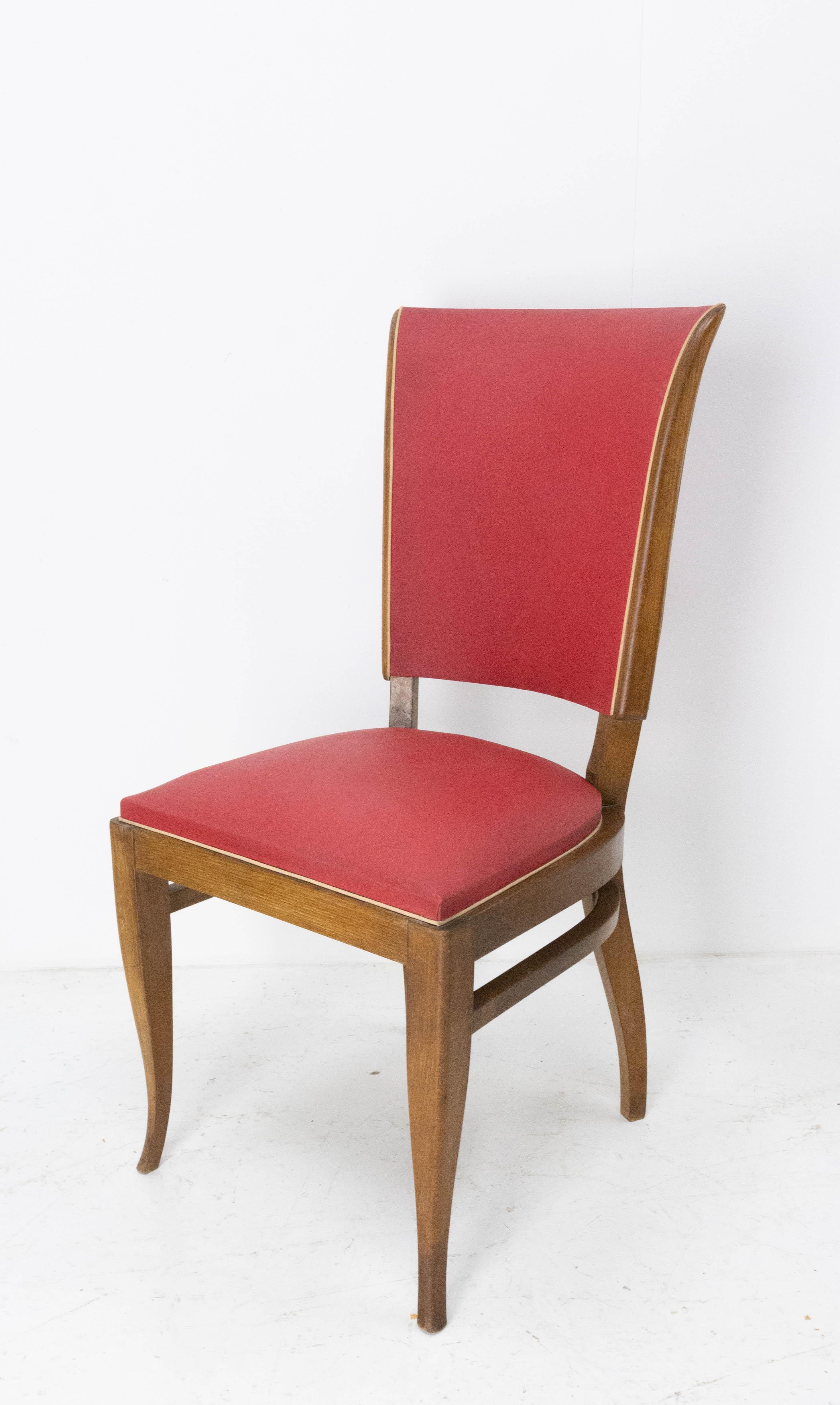 Four Vintage Beech Dining Chairs to be Re-upholstered, French, circa 1950 For Sale 5