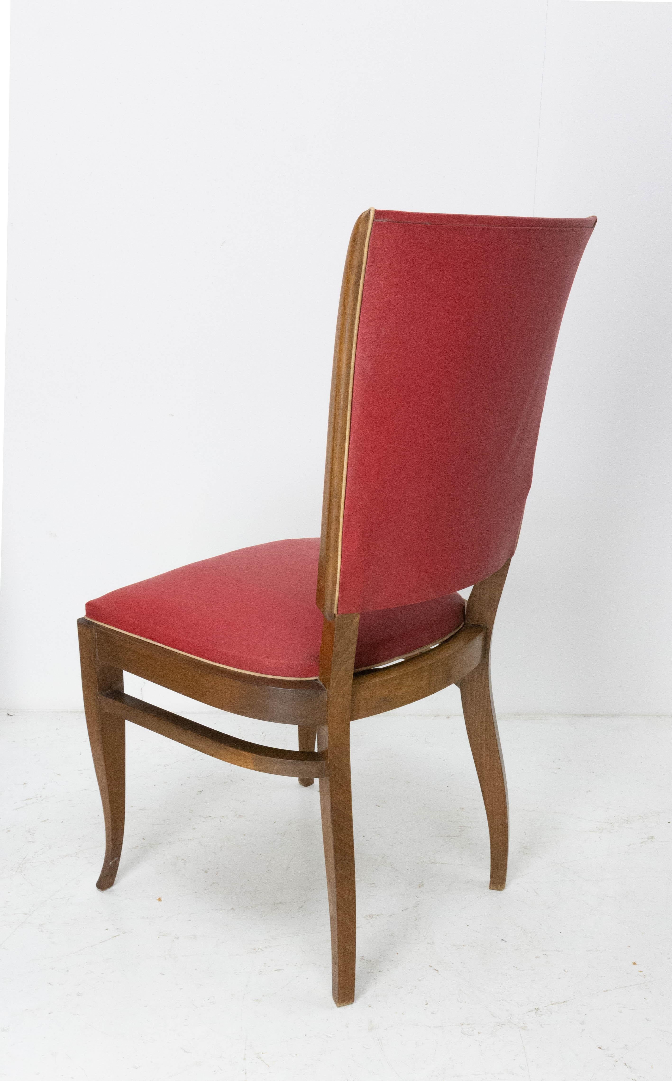 Four Vintage Beech Dining Chairs to be Re-upholstered, French, circa 1950 For Sale 6