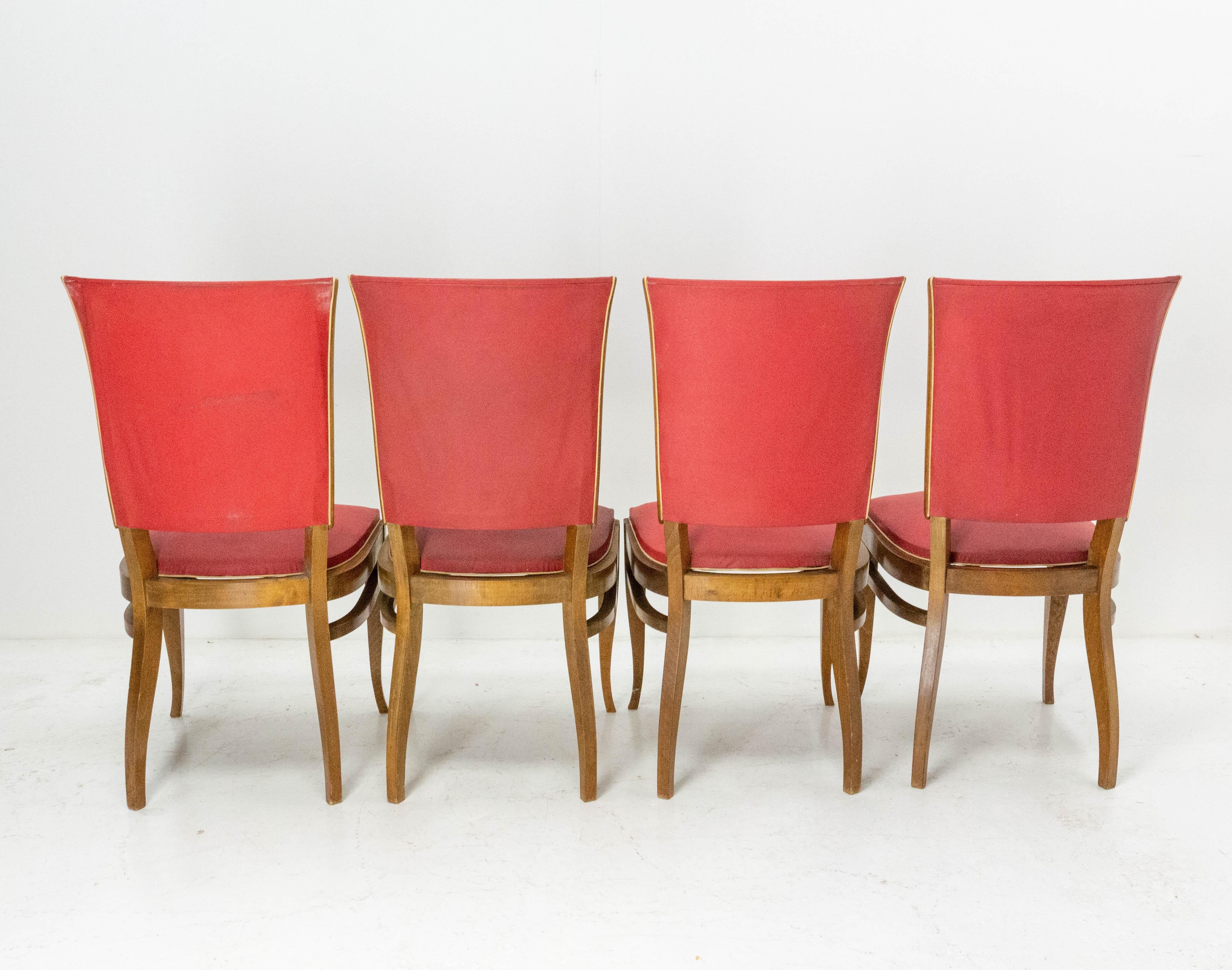 Four Vintage Beech Dining Chairs to be Re-upholstered, French, circa 1950 In Good Condition For Sale In Labrit, Landes