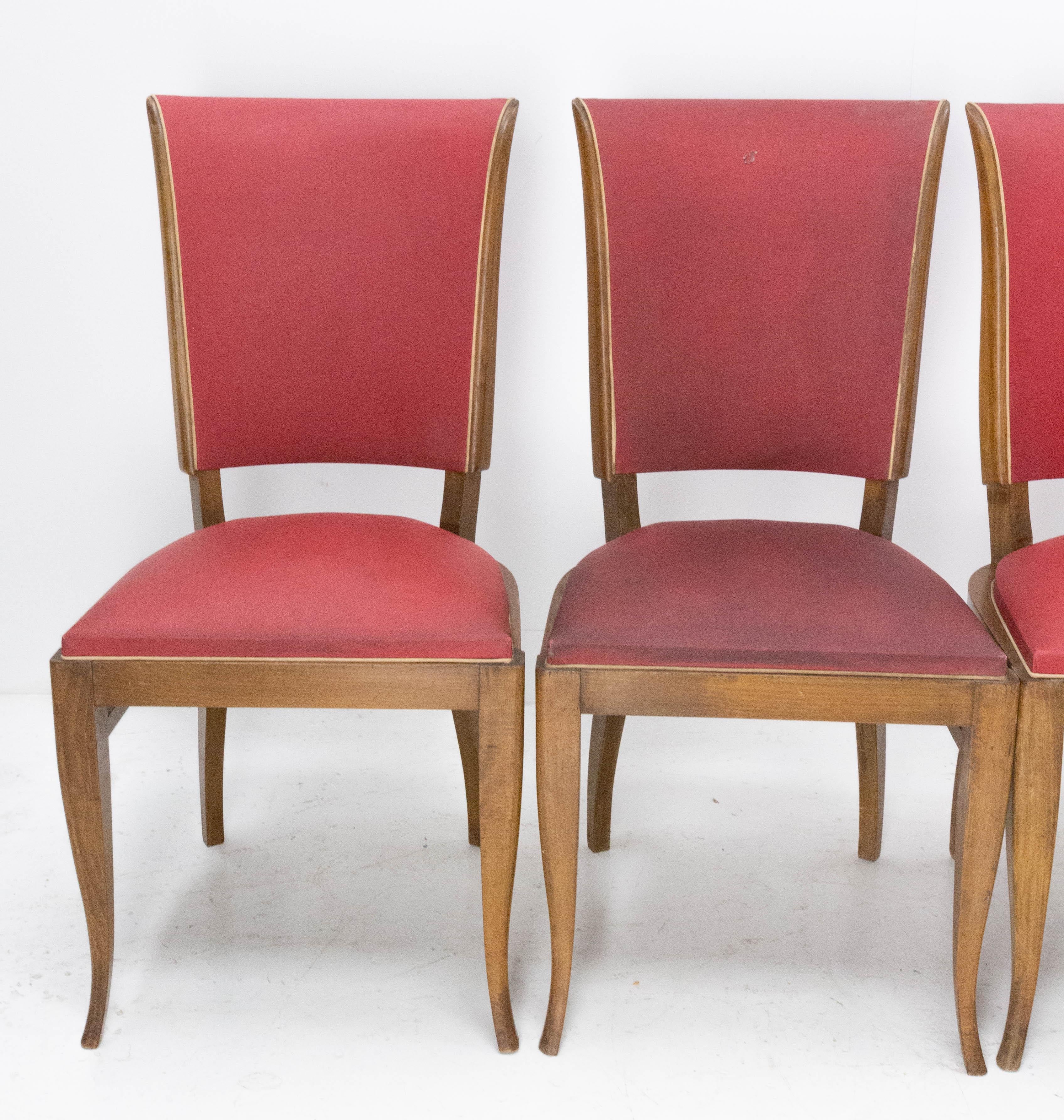 Four Vintage Beech Dining Chairs to be Re-upholstered, French, circa 1950 For Sale 2