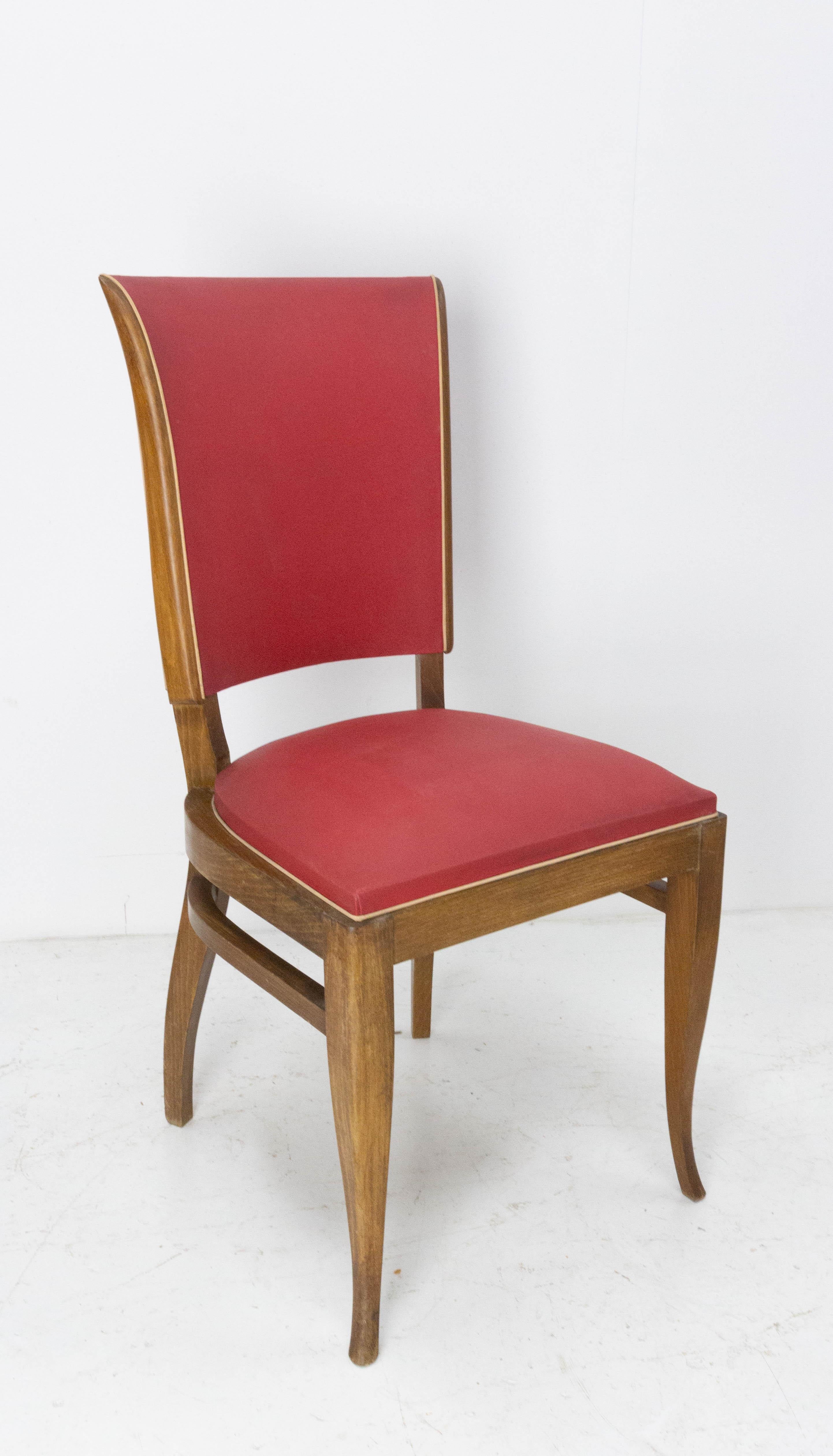 Four Vintage Beech Dining Chairs to be Re-upholstered, French, circa 1950 For Sale 3