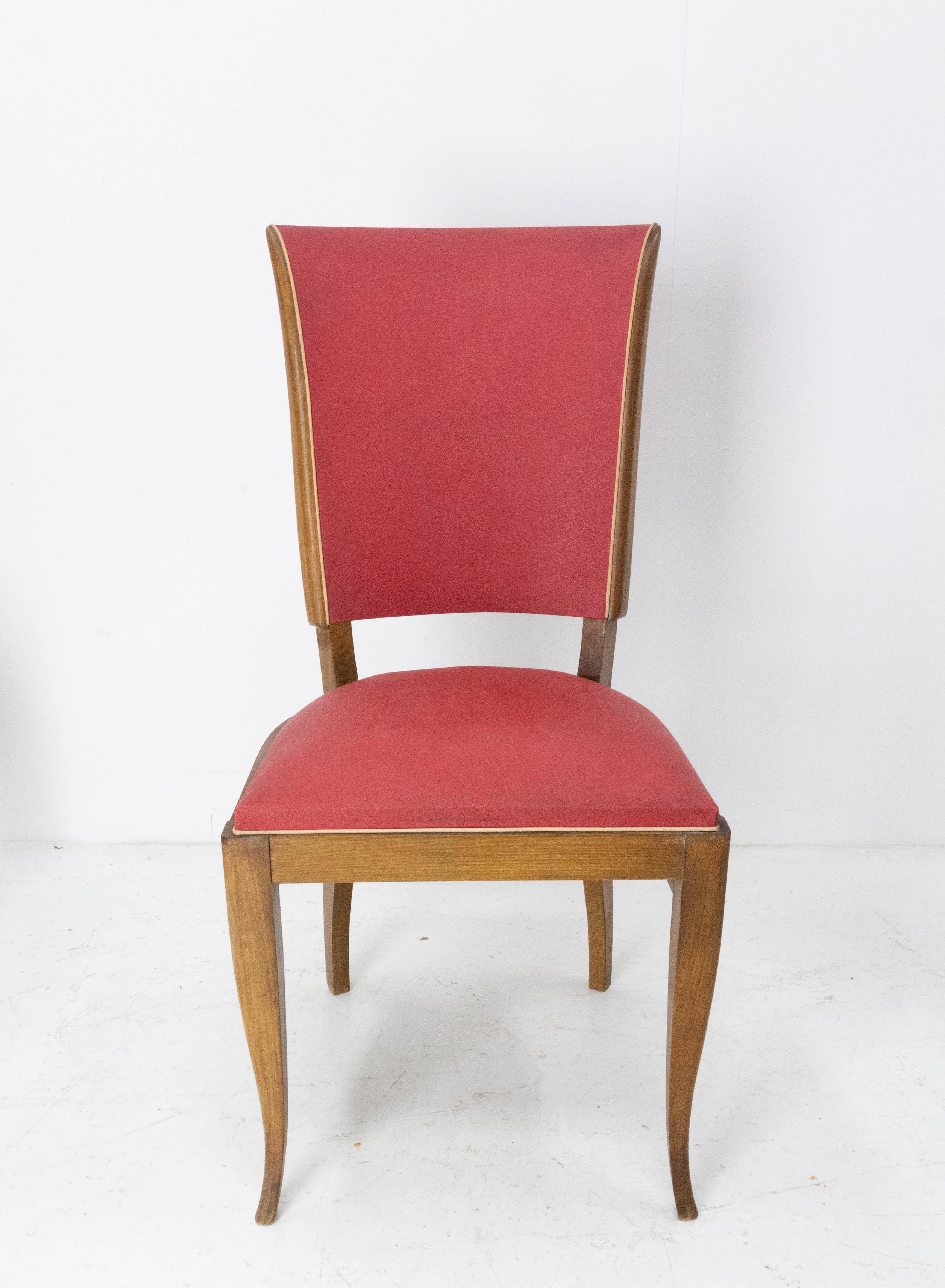Four Vintage Beech Dining Chairs to be Re-upholstered, French, circa 1950 For Sale 4
