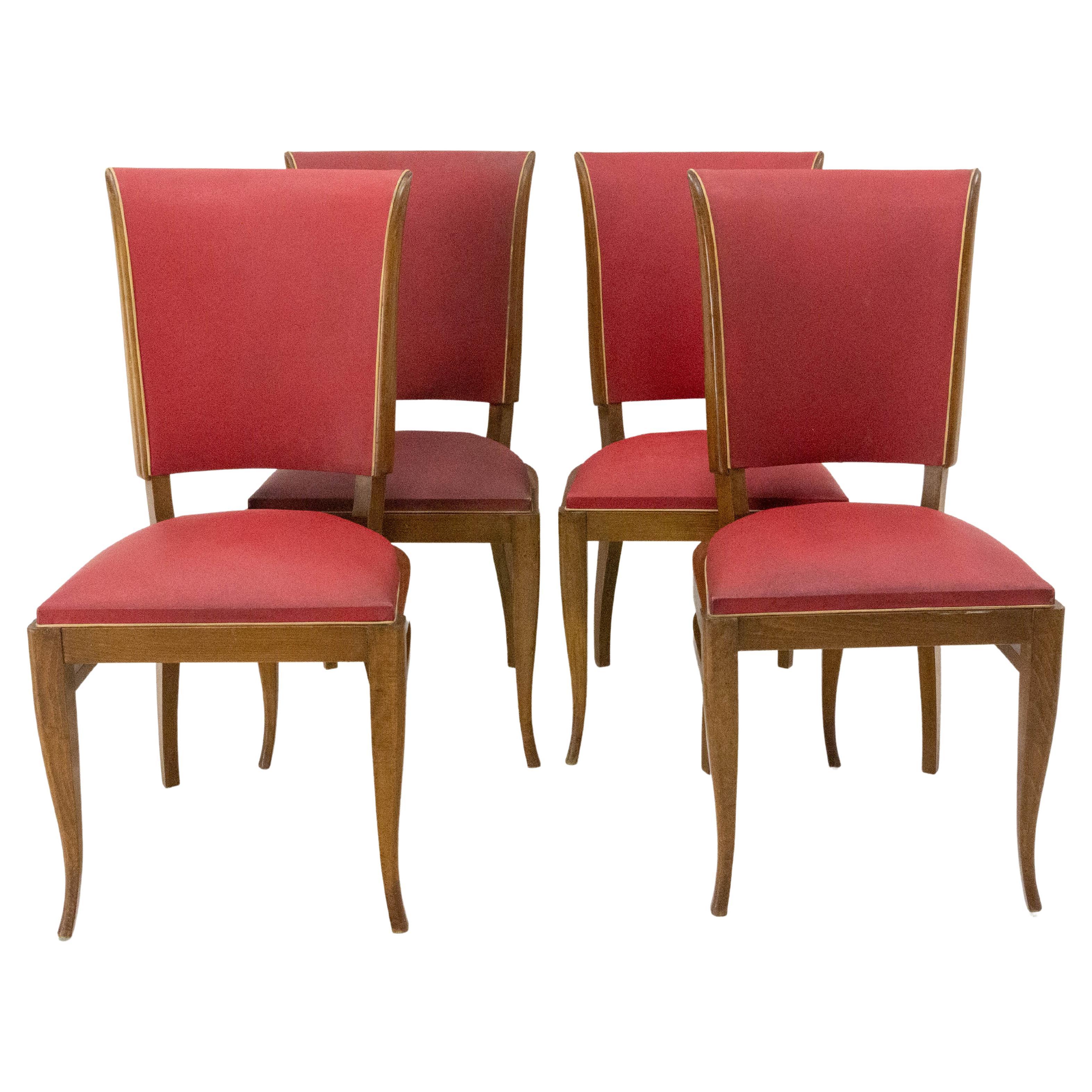 Four Vintage Beech Dining Chairs to be Re-upholstered, French, circa 1950 For Sale