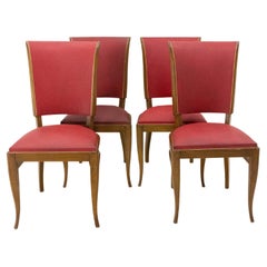 Four Vintage Beech Dining Chairs to be Re-upholstered, French, circa 1950