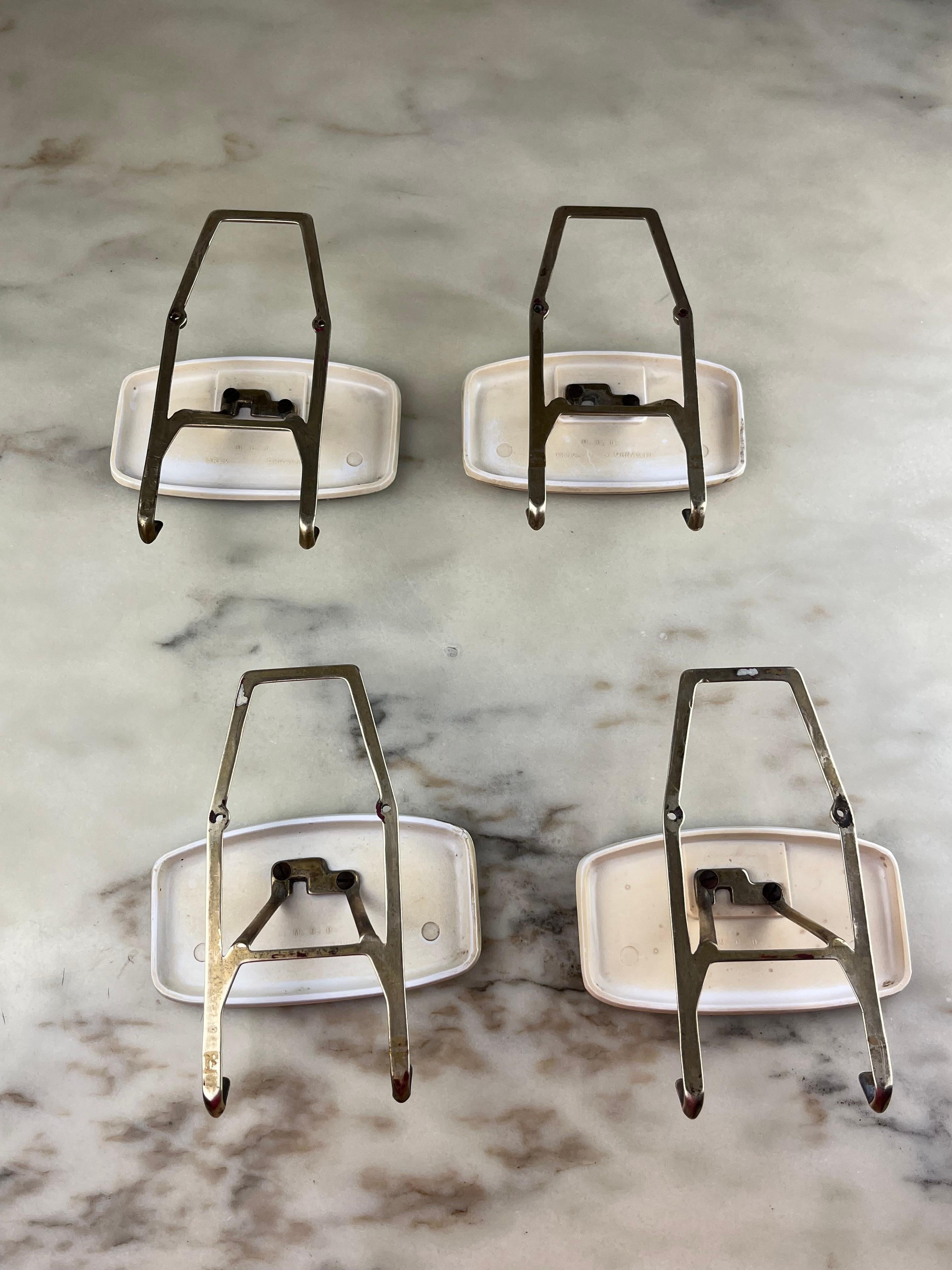 Mid-20th Century Four Vintage Brass Hangers, Italy, 1960s For Sale