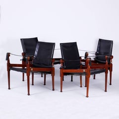 Four Vintage Campaign Safari Chairs