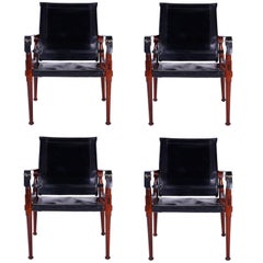 Four Vintage Campaign Safari Chairs