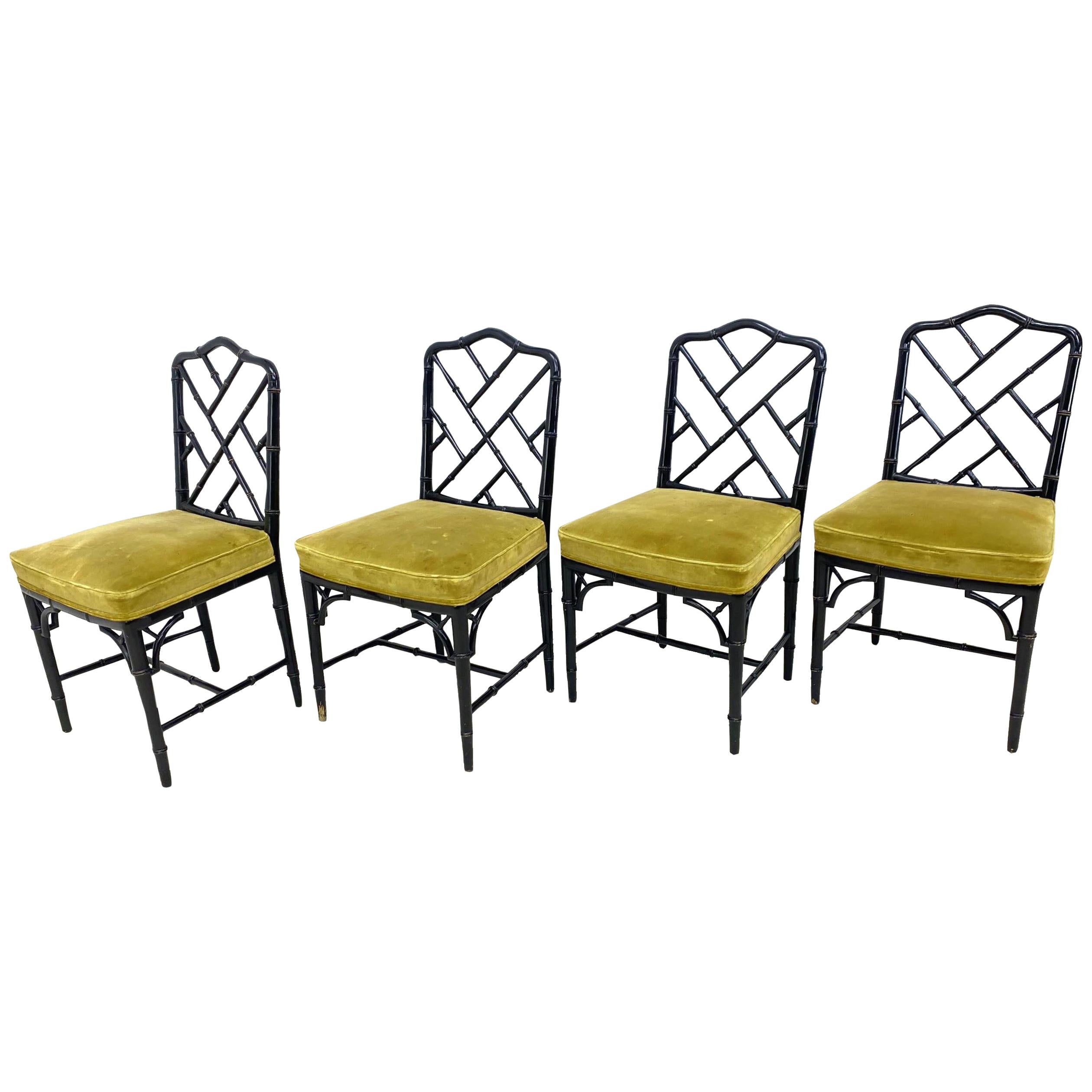 Four Vintage Carlisle Bamboo Style Chairs Hollywood Regency