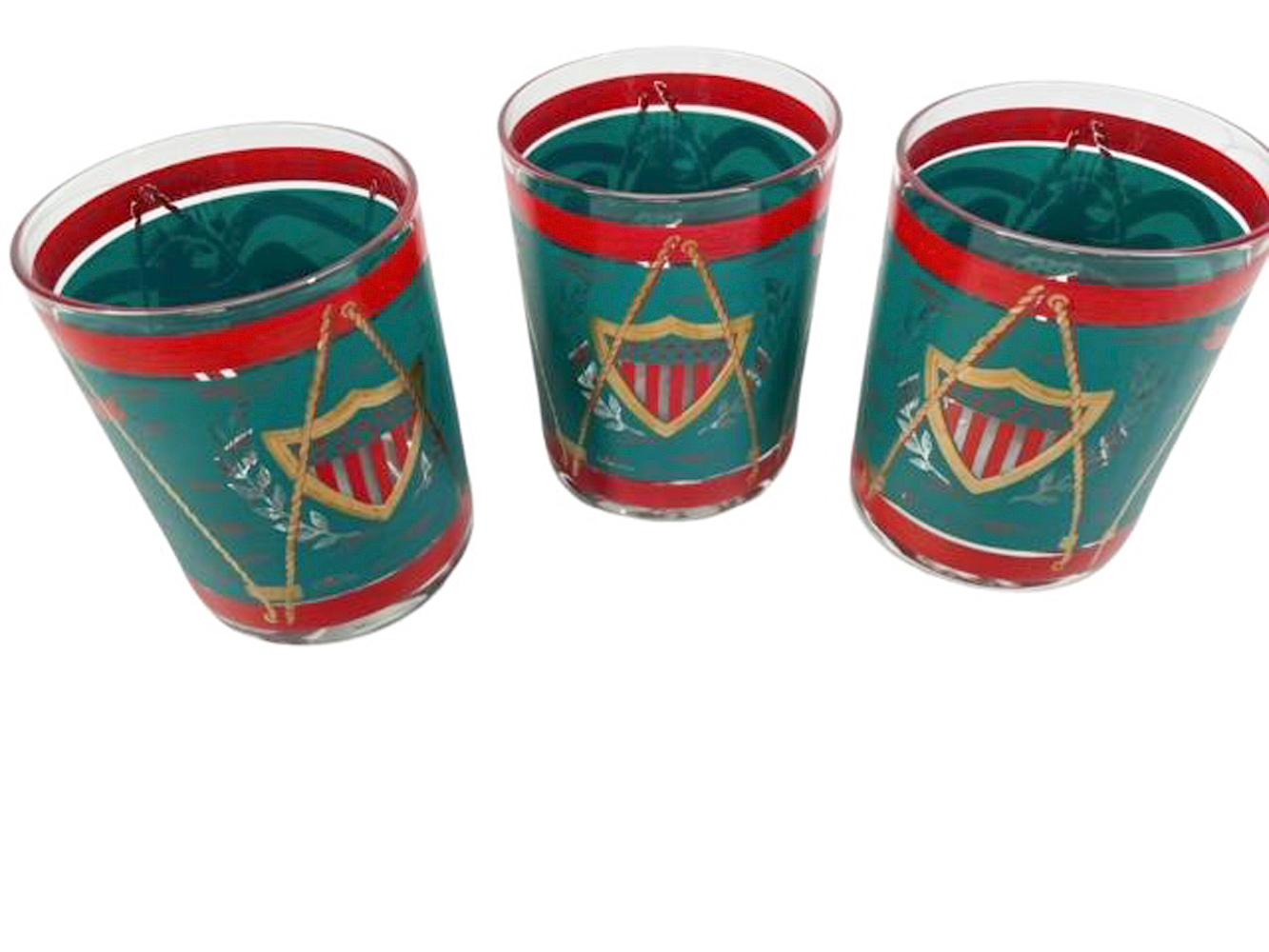 Four Vintage Cera Parade Drum Rocks Glasses with Eagle and Shield Design For Sale 5