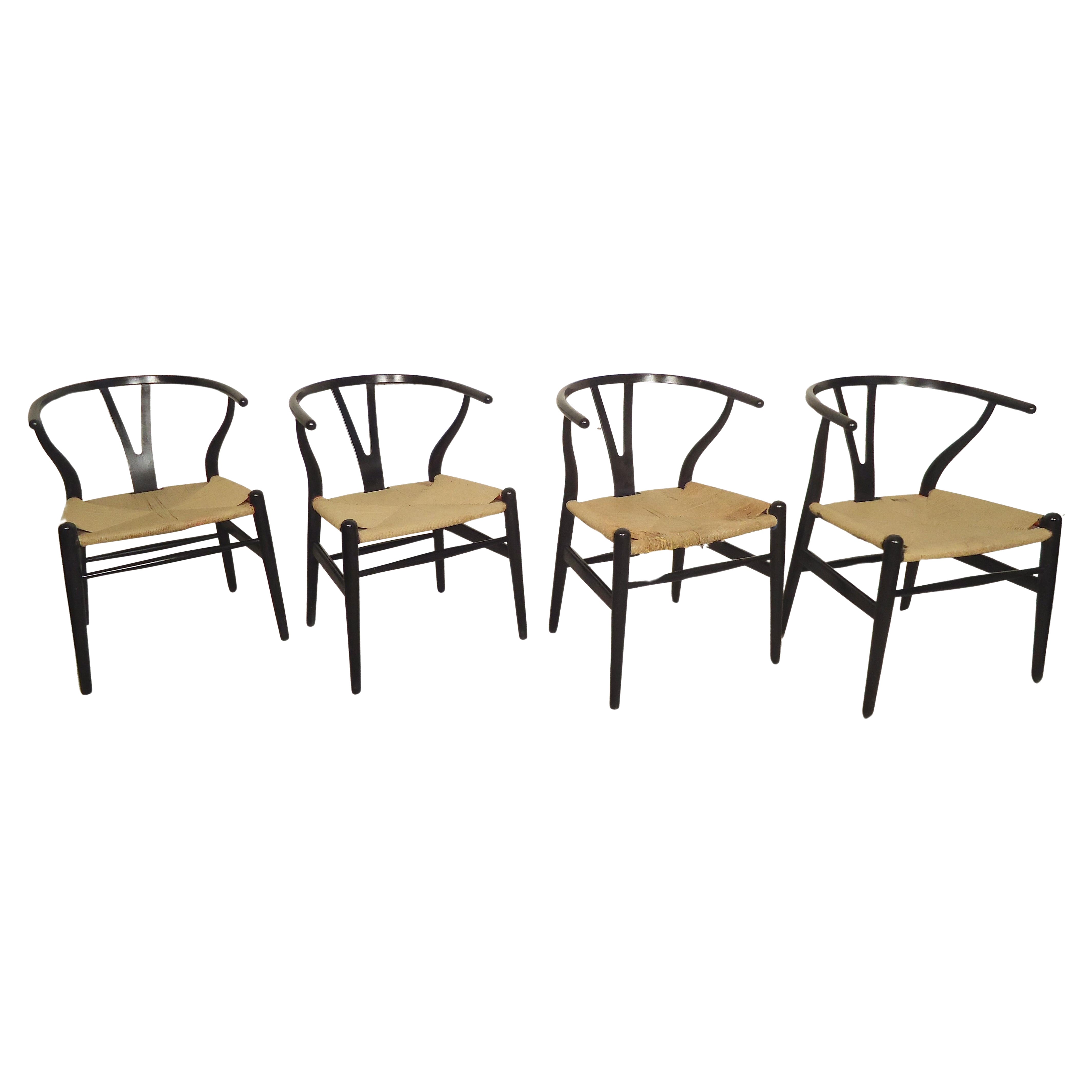 Cuatro sillas vintage CH24 "Wishbone" de Hans Wegner para Carl Hansen