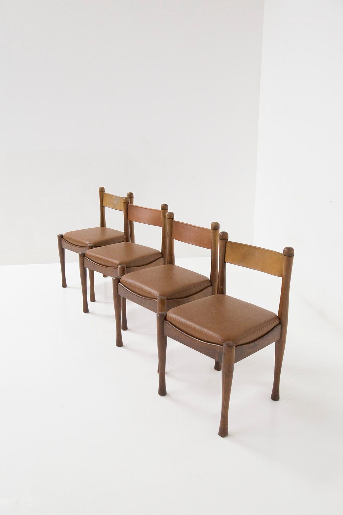 Mid-Century Modern Four Vintage Chairs by Silvio Coppola for Bernini, Label