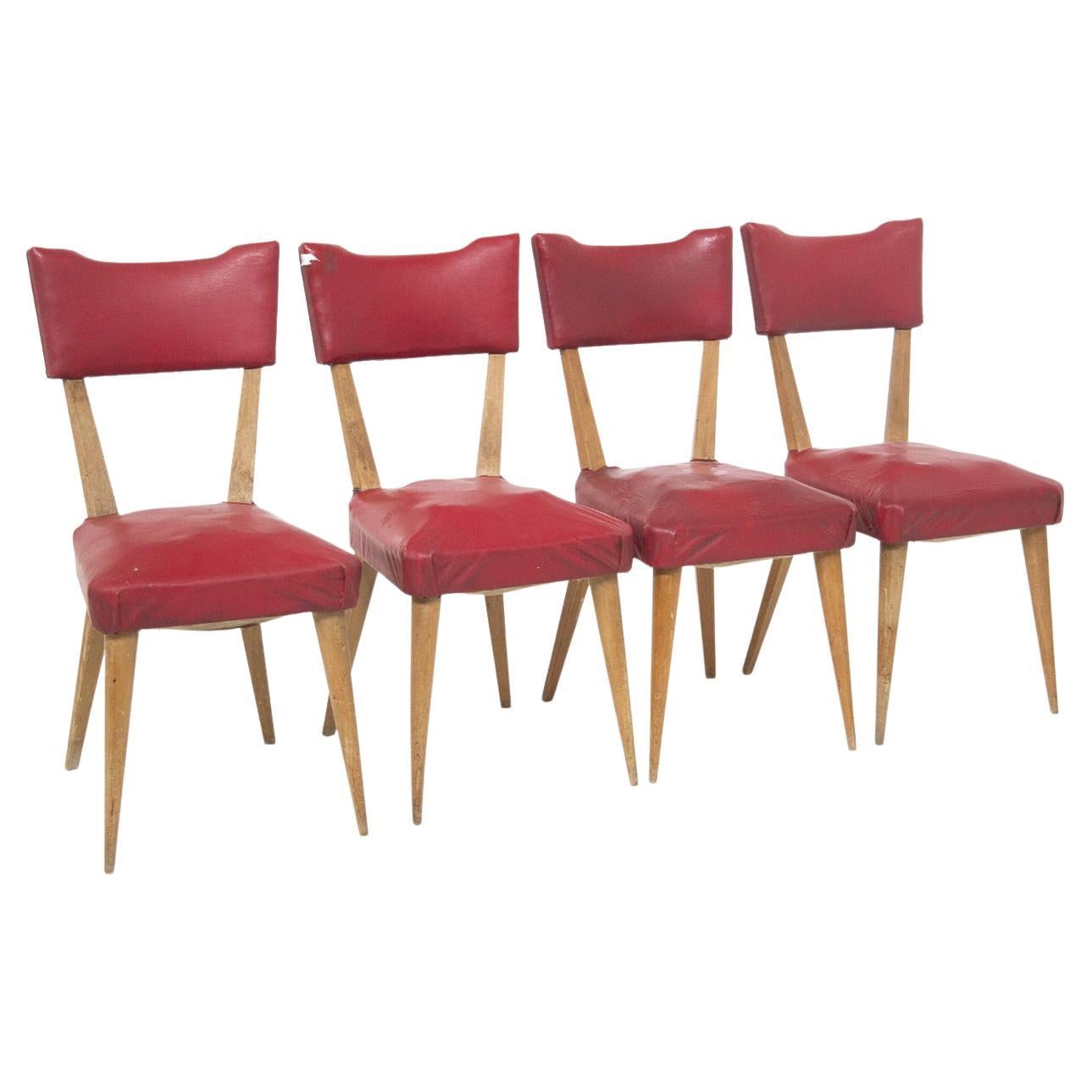 Four Vintage Chairs of French Manufacture For Sale