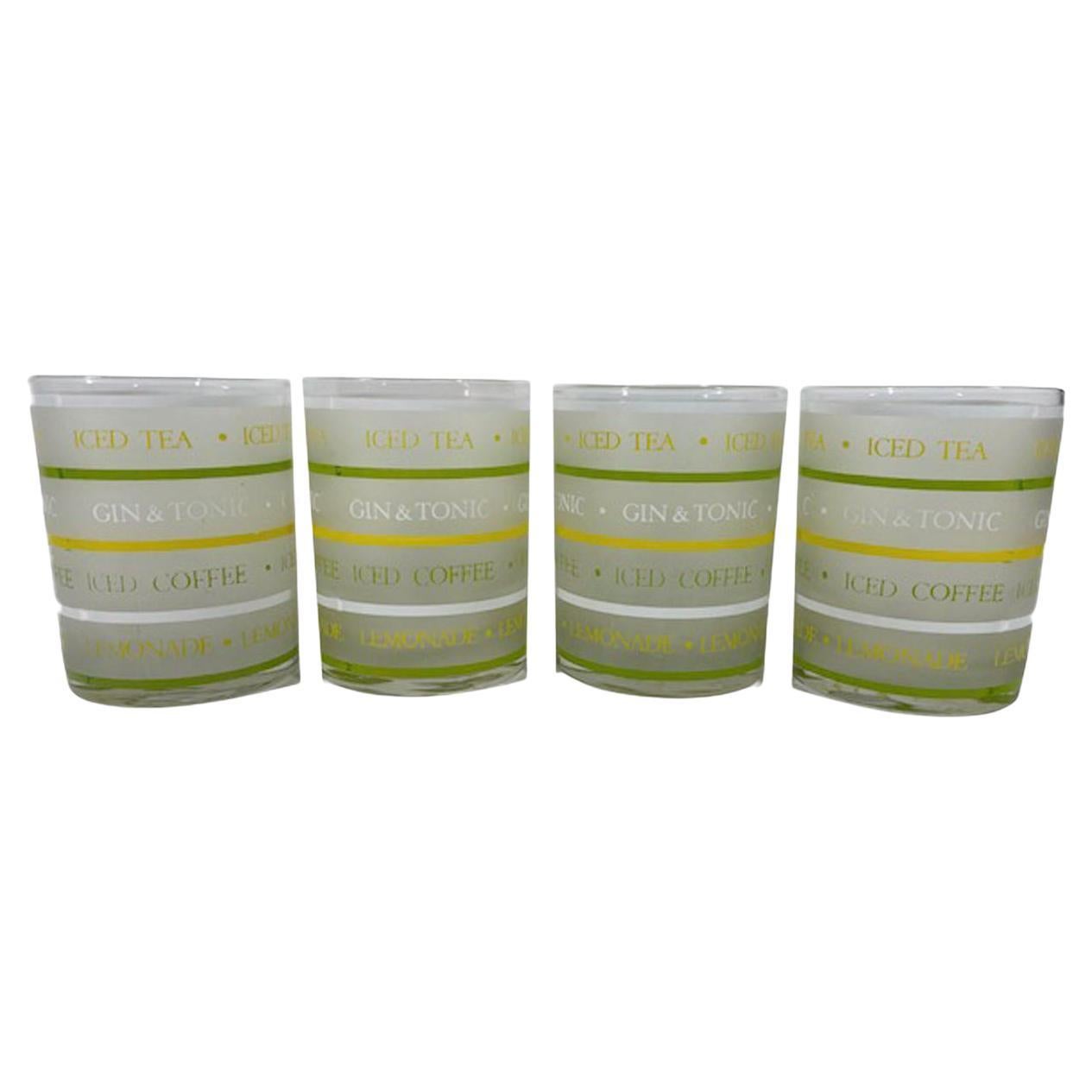 Four Vintage Culver Rocks Glasses in the Gin & Tonic Pattern For Sale