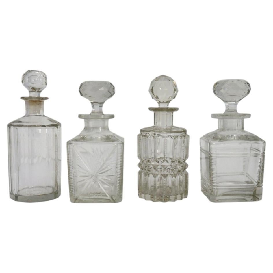 Four Vintage Dimiutive Cut & Pressed Glass Spirit Decanters c1940