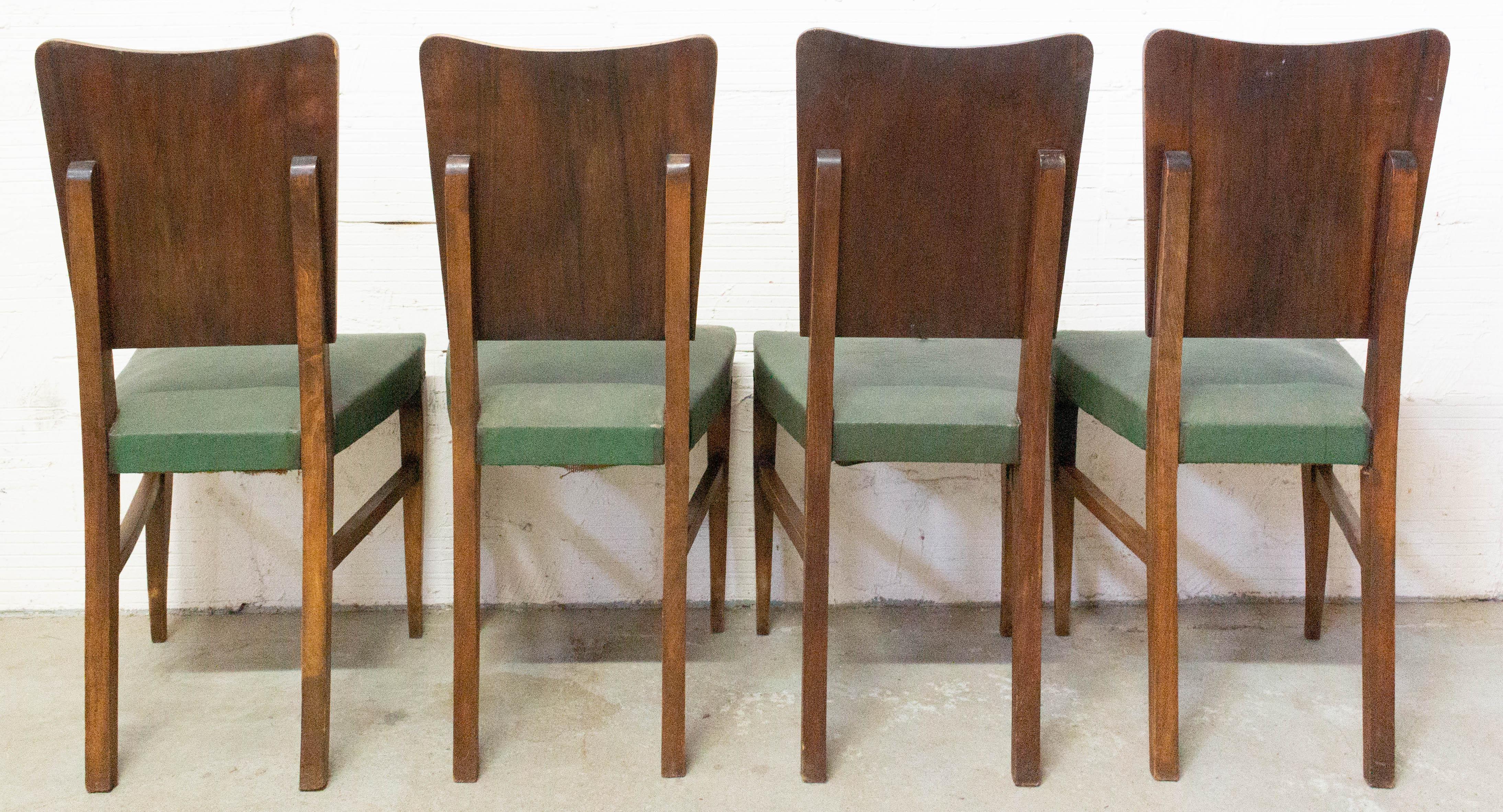 20th Century Four Vintage Dining Chairs to Be Re-Upholstered, French, circa 1950 For Sale
