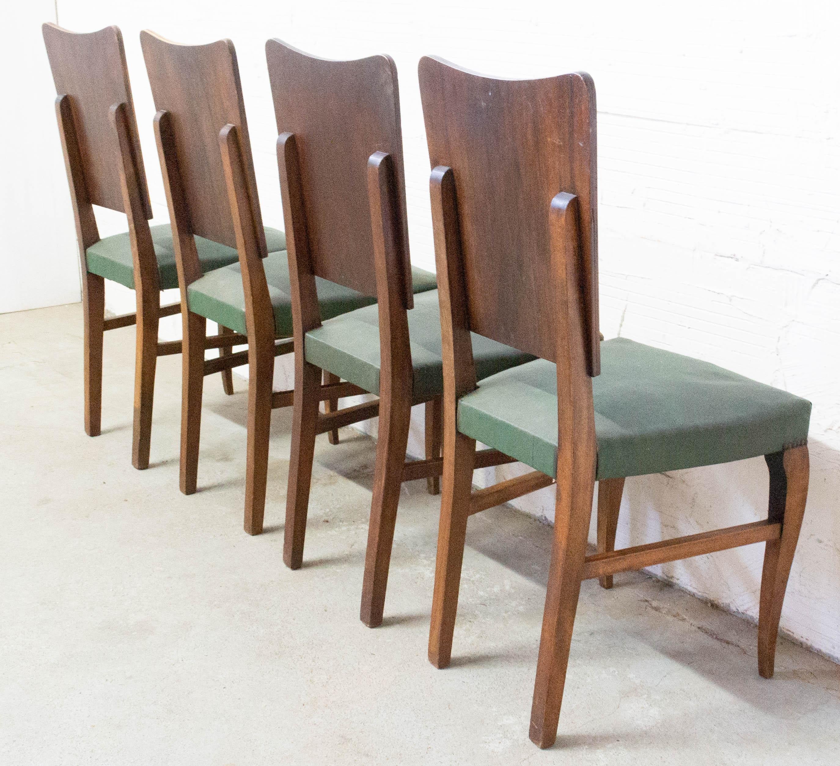 Beech Four Vintage Dining Chairs to Be Re-Upholstered, French, circa 1950 For Sale