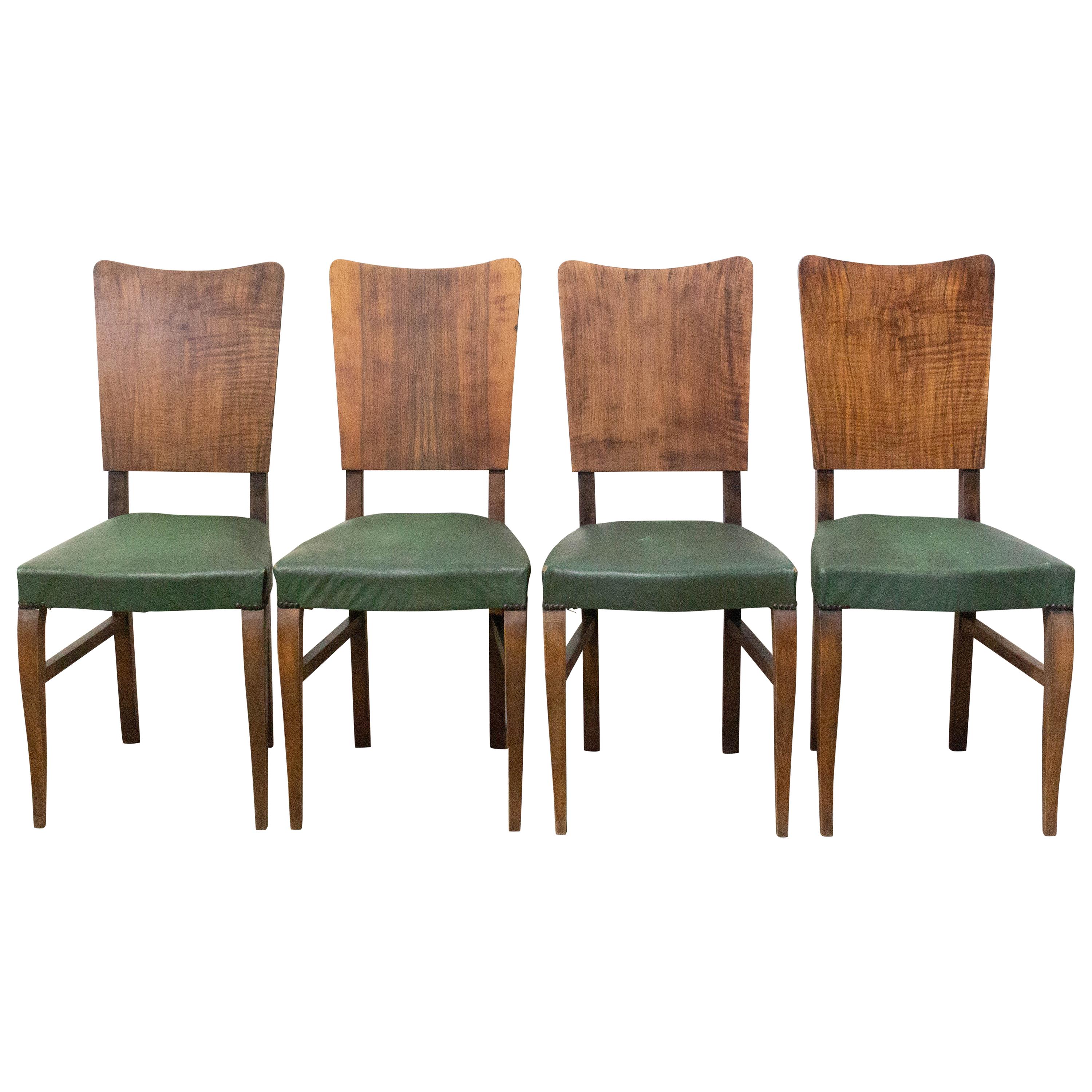 Four Vintage Dining Chairs to Be Re-Upholstered, French, circa 1950 For Sale