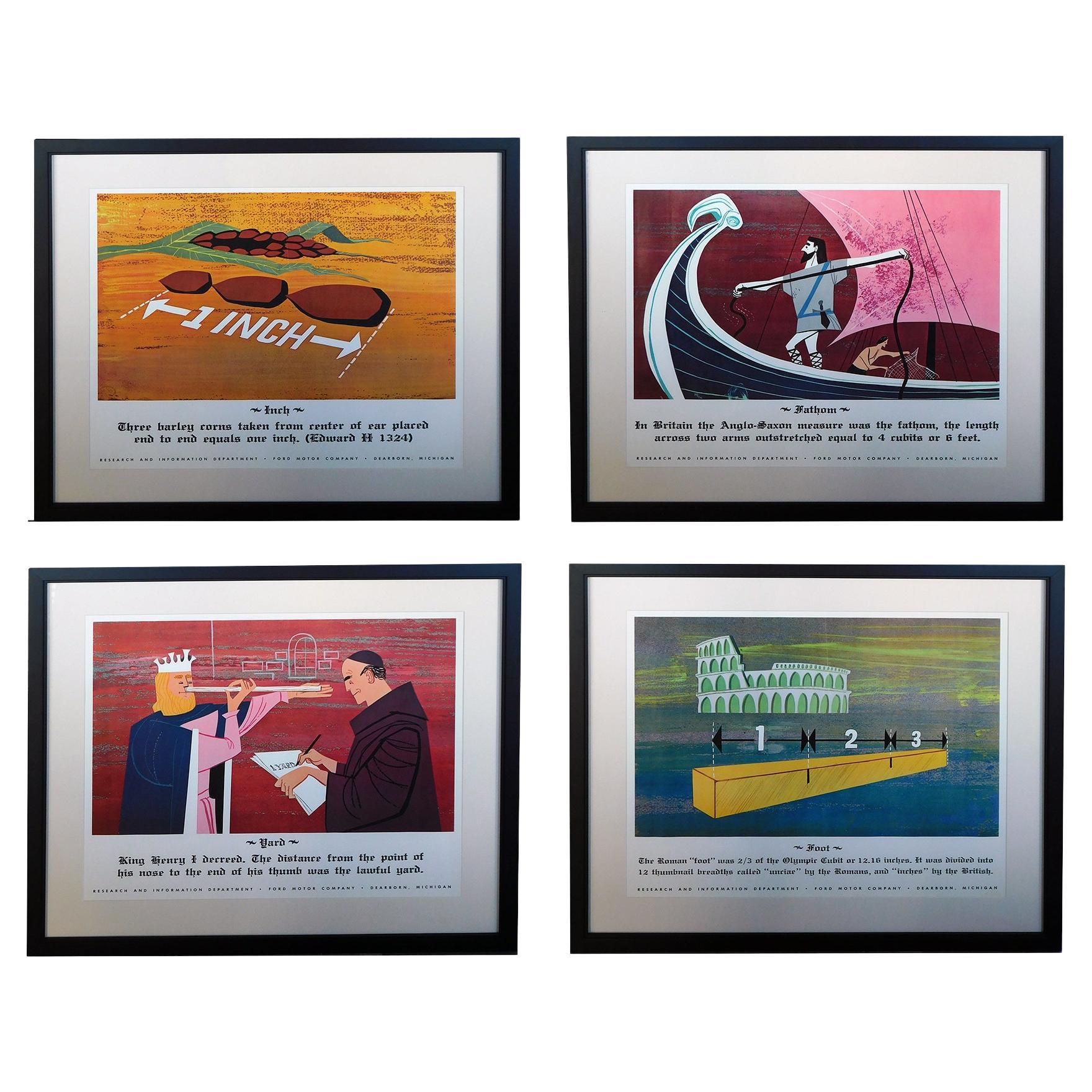 Four Vintage Educational Ford Motor Company Posters; Research & Information Dept For Sale