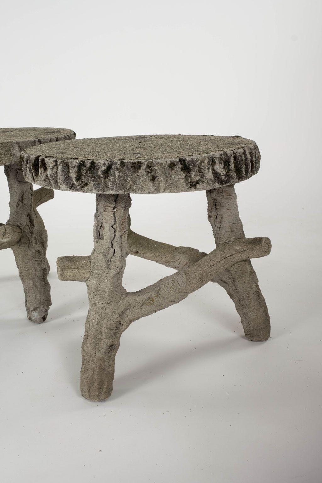 Four Vintage Faux Bois Stools 2