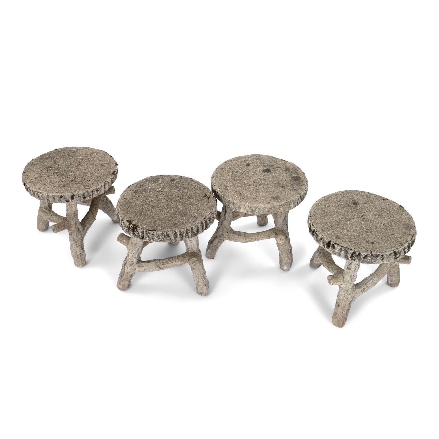 Four Vintage Faux Bois Stools 3