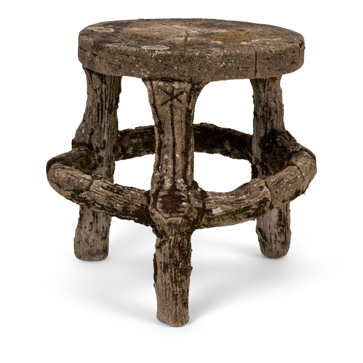 Hand-Crafted Four Vintage Faux Bois Stools