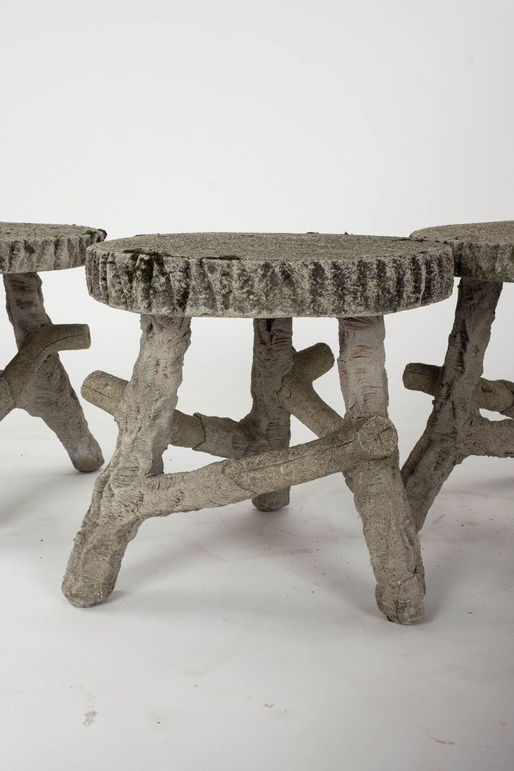 Mid-20th Century Four Vintage Faux Bois Stools