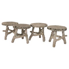 Four Vintage Faux Bois Stools
