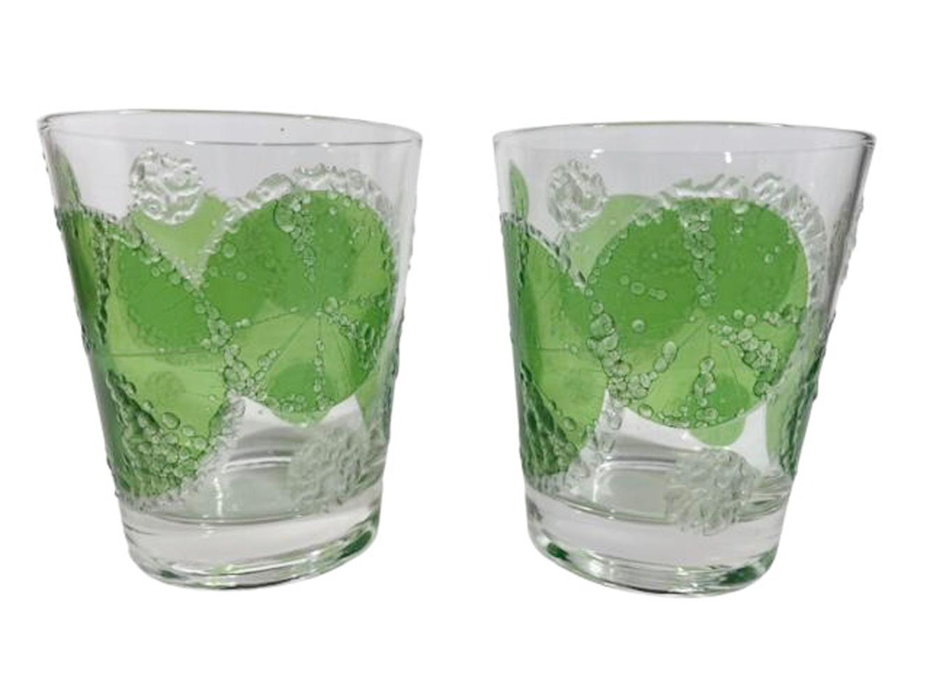 American Four Vintage Fred Press Double Old Fashioned Glasses with Lime Slice Design