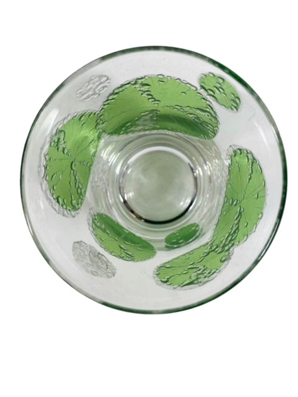 Four Vintage Fred Press Double Old Fashioned Glasses with Lime Slice Design In Good Condition In Chapel Hill, NC
