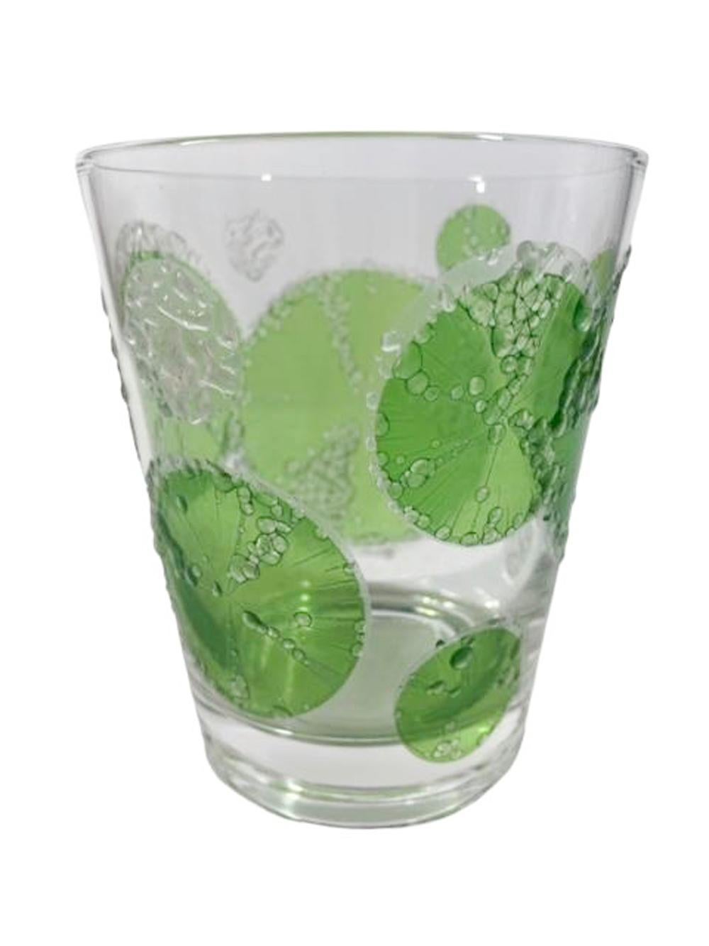 Four Vintage Fred Press Double Old Fashioned Glasses with Lime Slice Design 1