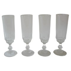 Four Antique French Crystal Champagne Flutes