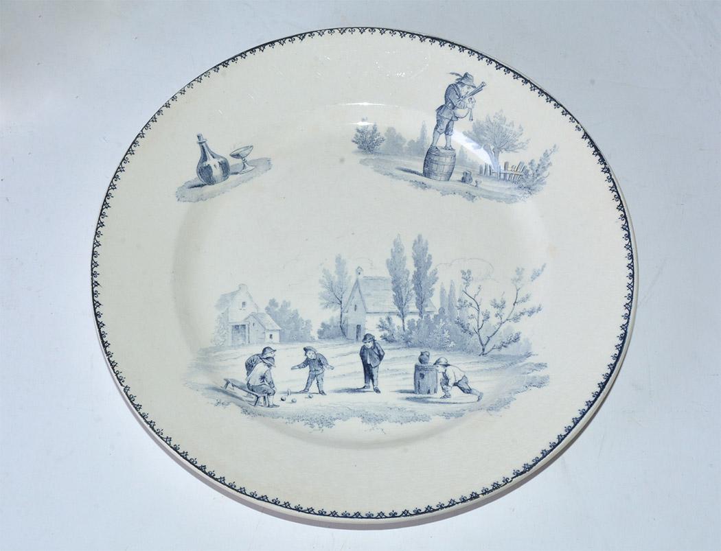 French Provincial Four Large Vintage French Dinner Plates by Teniers For Sale